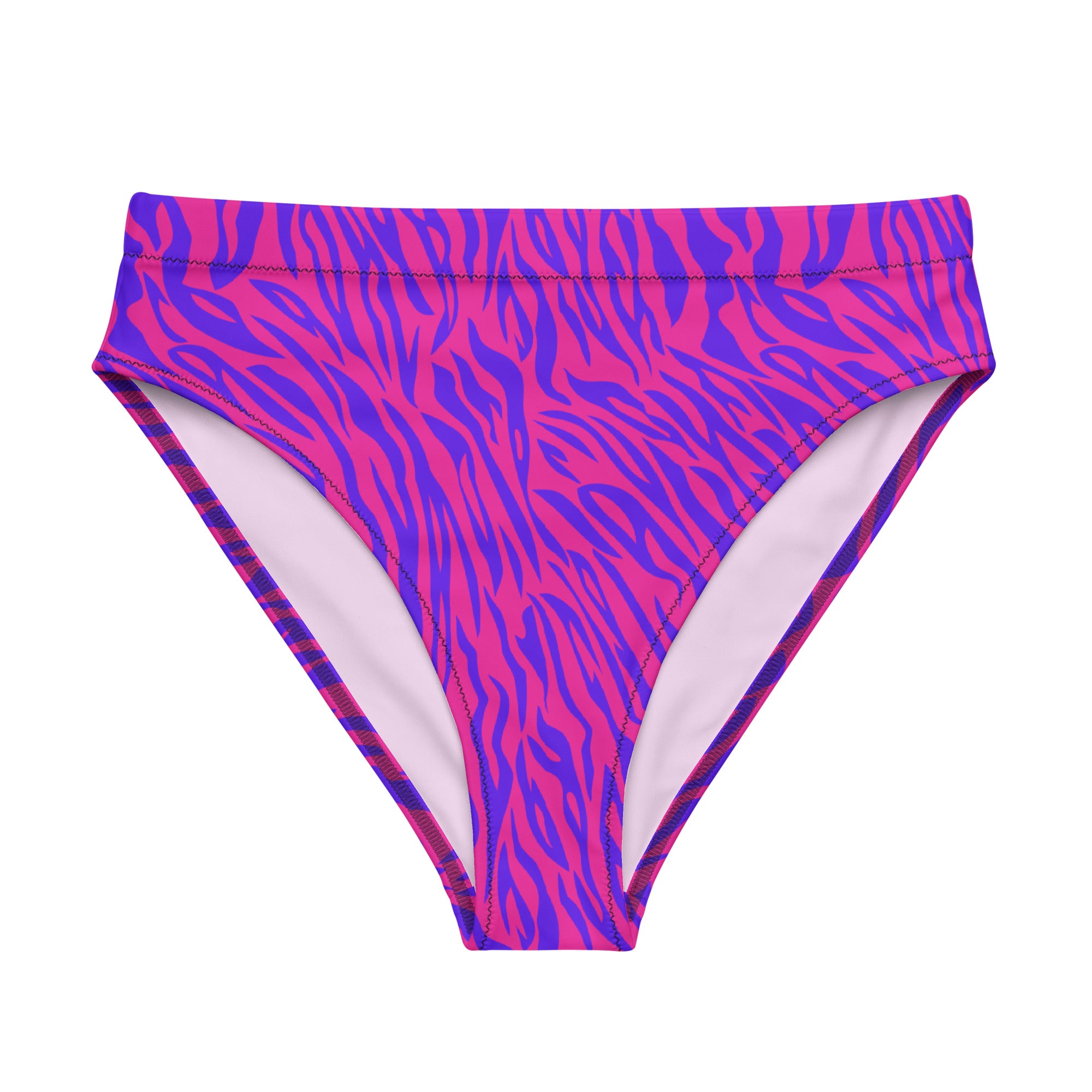"Flirty Stripes" - animal print recycled high-waisted bikini bottom