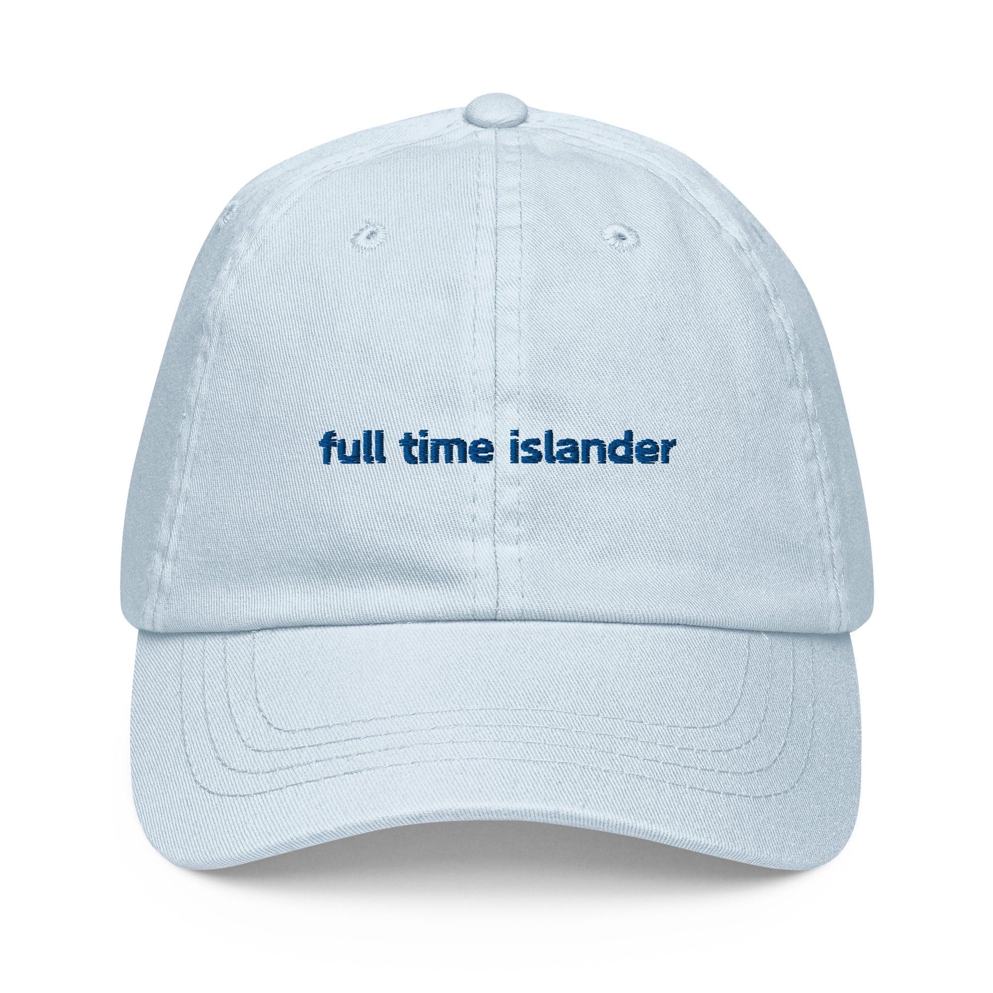 "full time islander" - Cotton Jockey Bold Baseball Cap in pastel blue