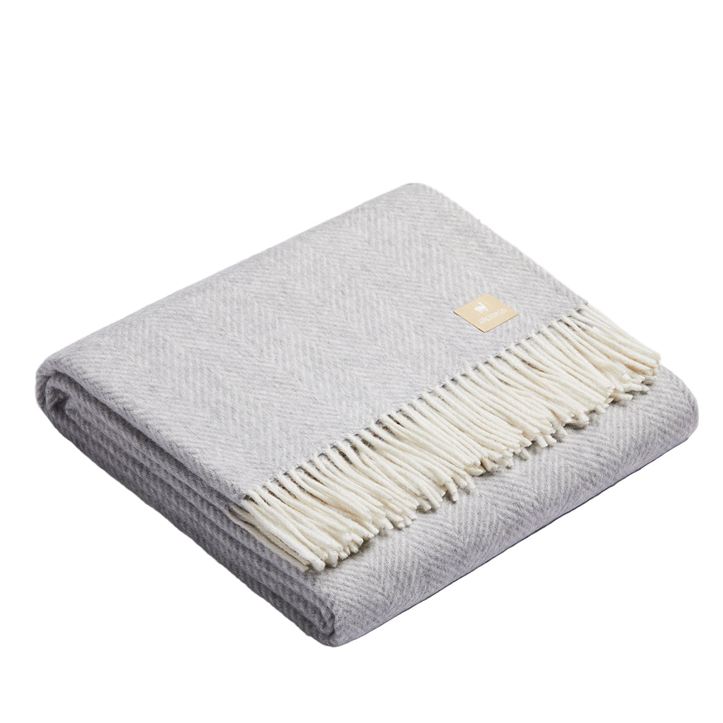 Natural Alpaca Wool Throw - Classic Fishbone
