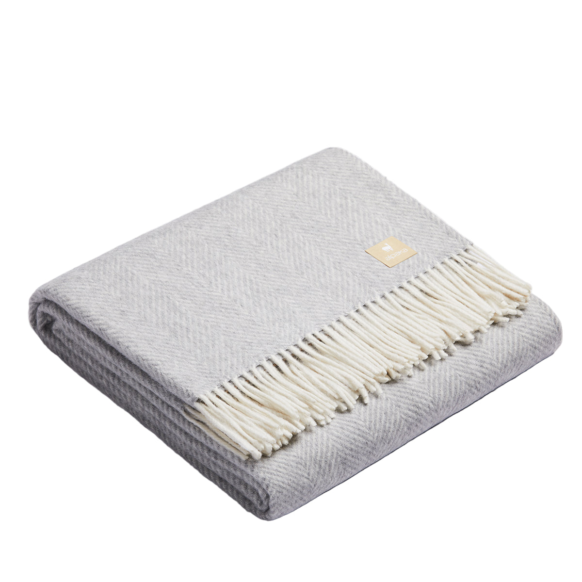 Natural Alpaca Wool Throw - Classic Fishbone
