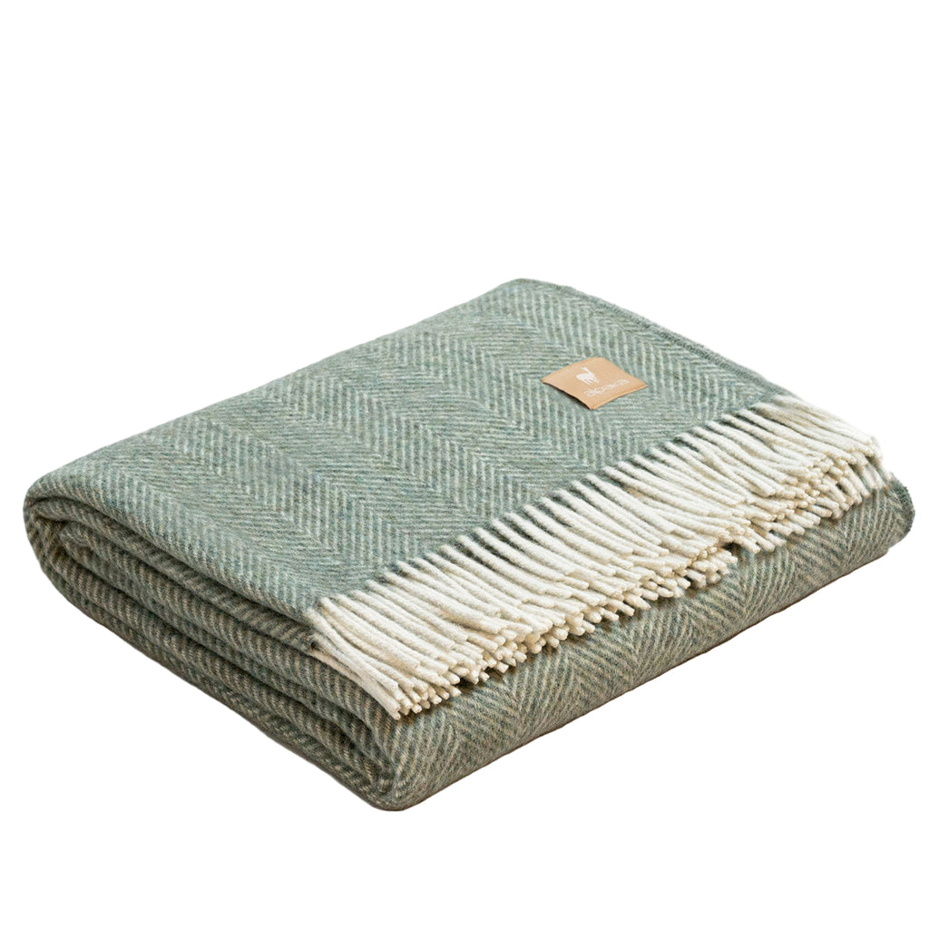 Natural Alpaca Wool Throw - Classic Fishbone