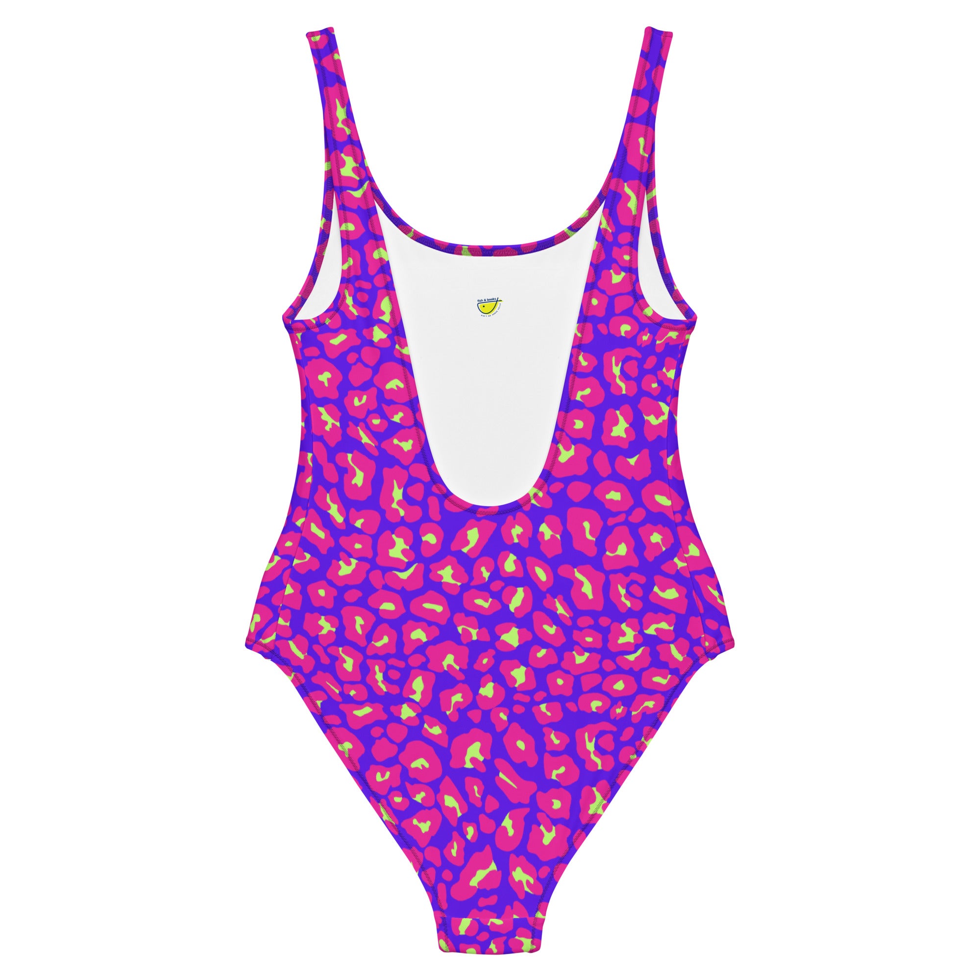 "Neon Safari" - Leopard print one piece swimsuit back
