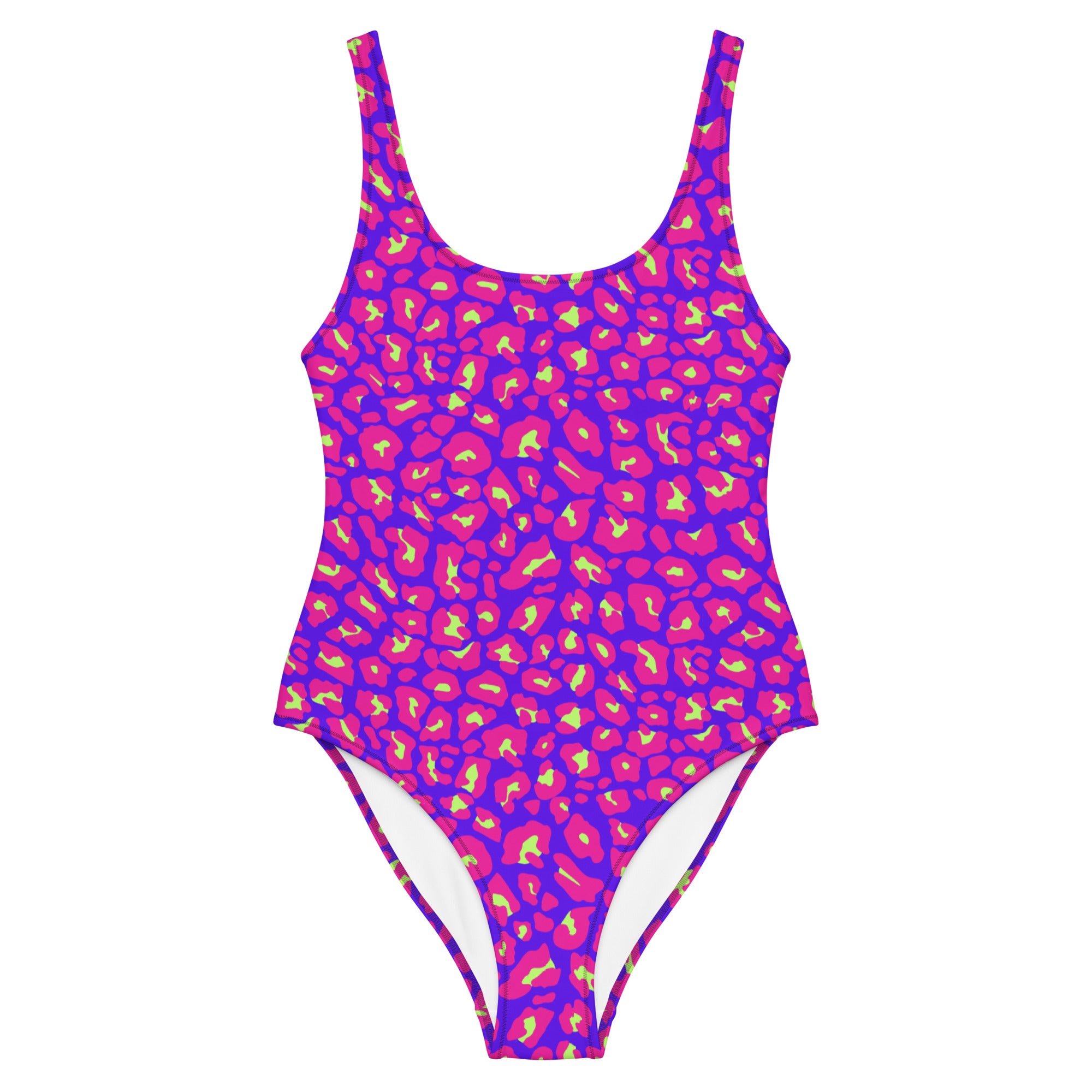 "Neon Safari" - Leopard print one piece swimsuit