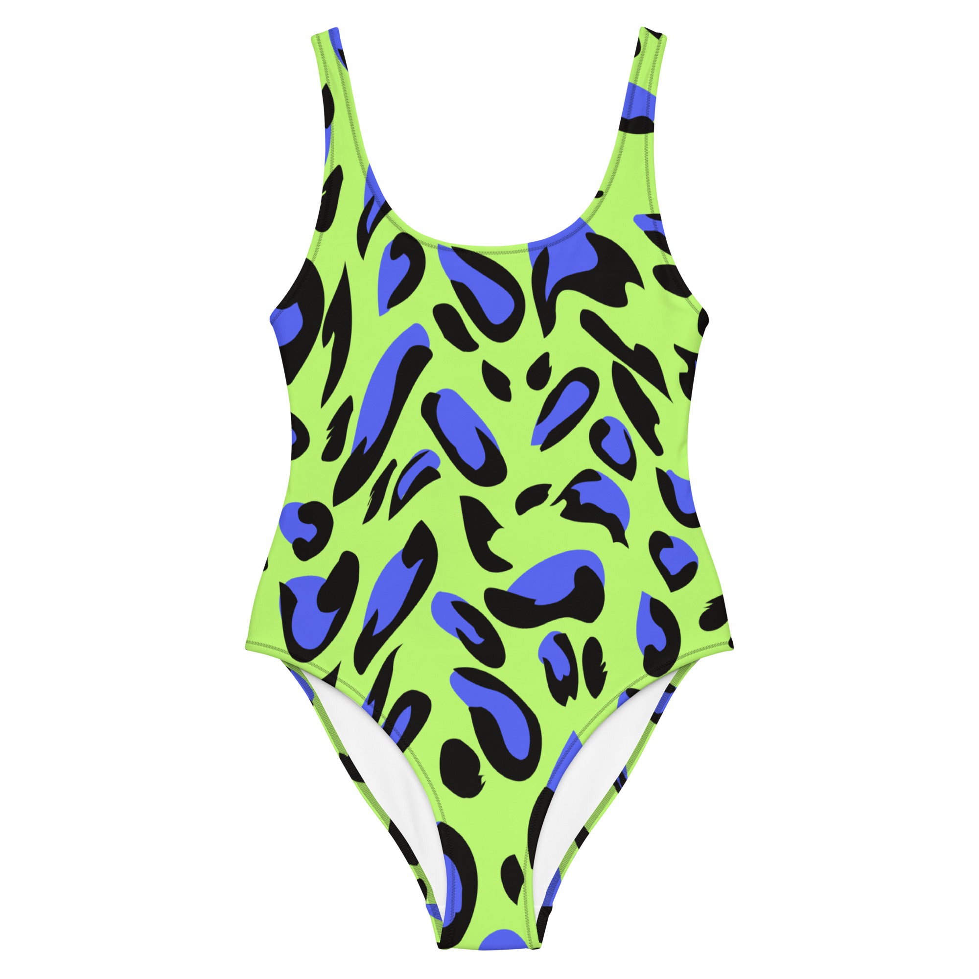 "Neon Amur" - Leopard print one piece swimsuit