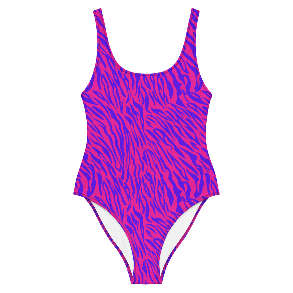 "Flirty Stripes" - animal print one piece swimsuit