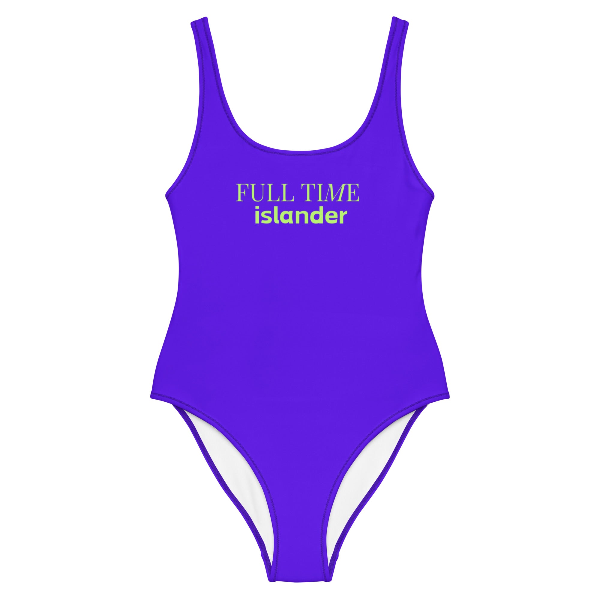 "Full time islander" - one piece swimsuit in electric purple