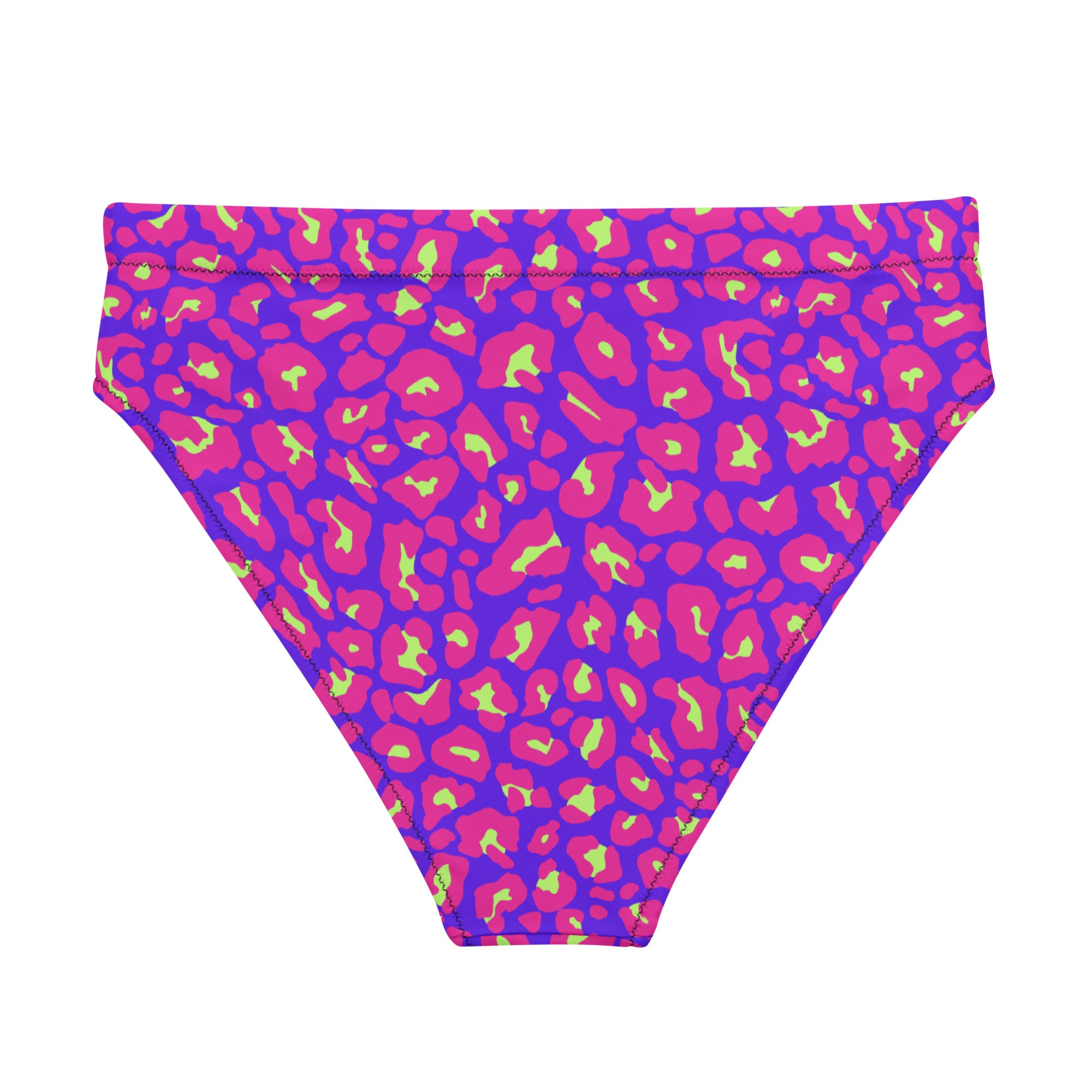 "Neon Safari" - leopard print recycled high-waisted bikini bottom