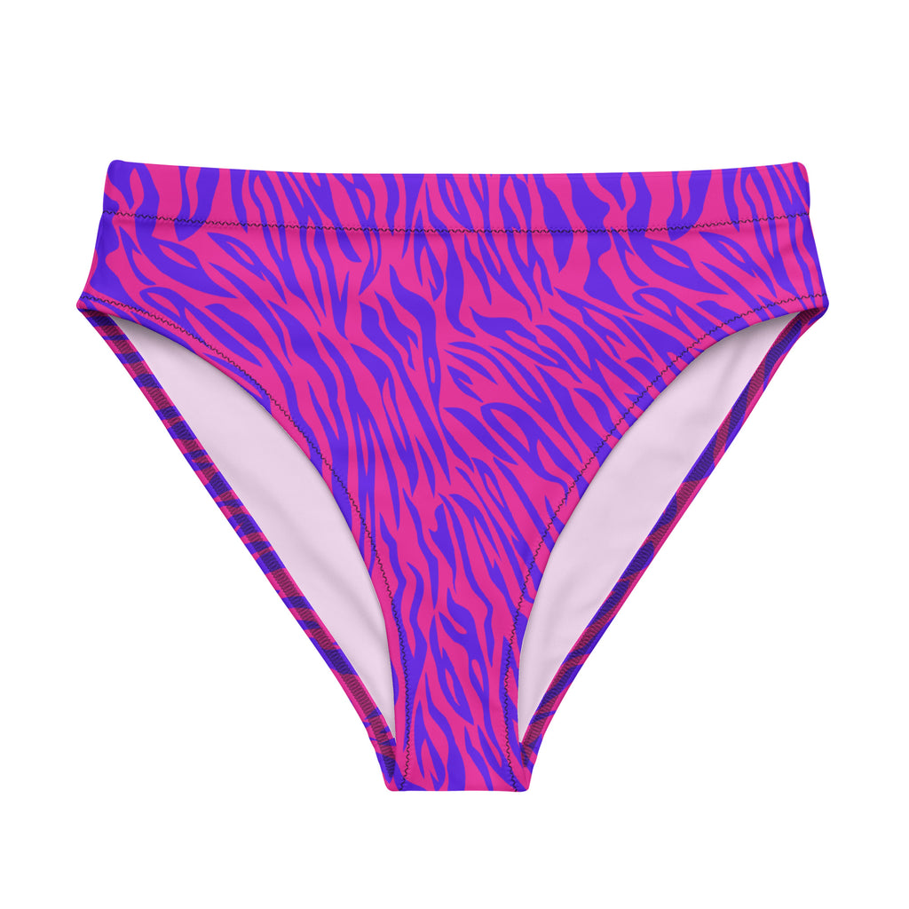 "Flirty Stripes" - animal print recycled high-waisted bikini bottom