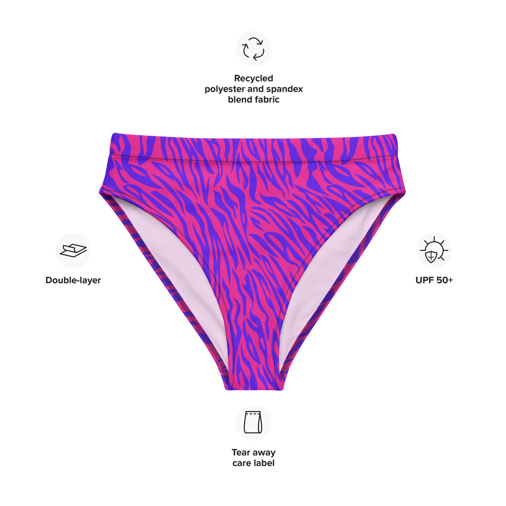 "Flirty Stripes" - animal print recycled high-waisted bikini bottom