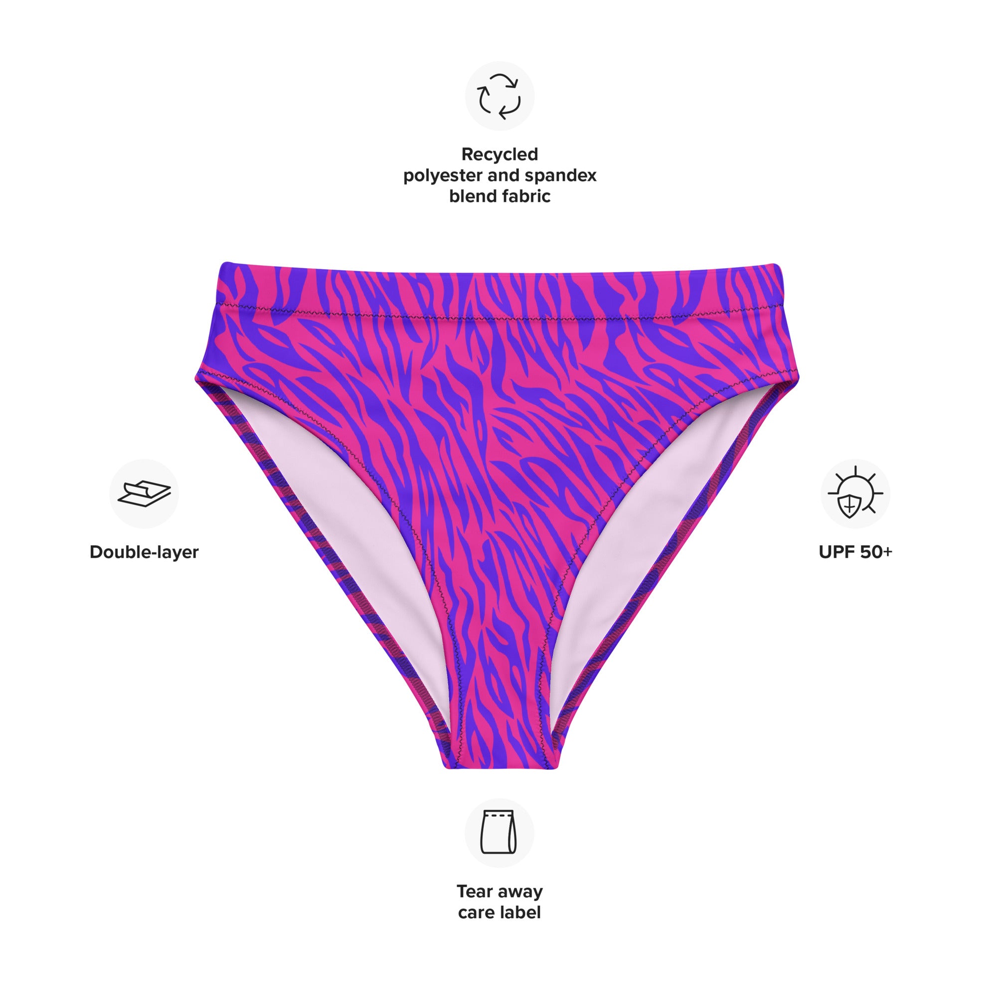 "Flirty Stripes" - animal print recycled high-waisted bikini bottom
