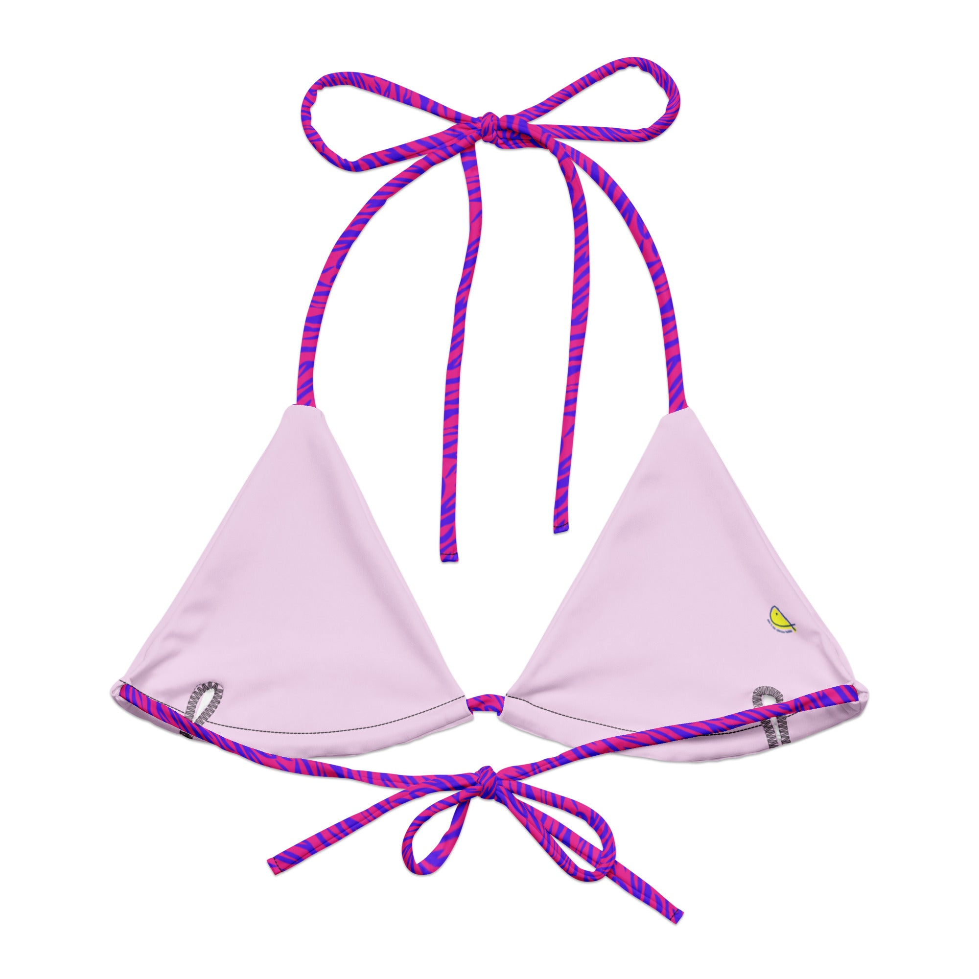 "Flirty Stripes" - animal print recycled string bikini top