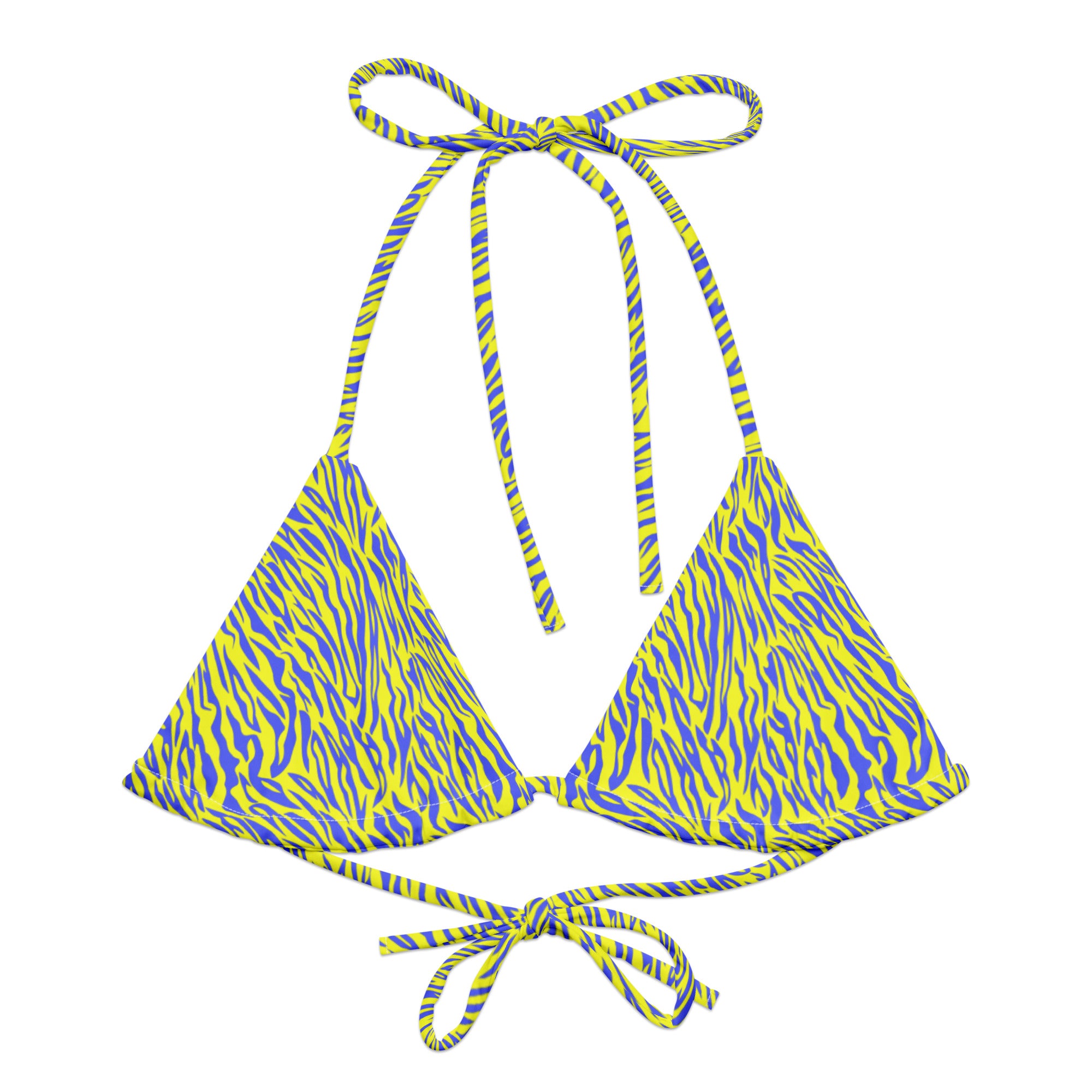 animal print bikini top with long strings