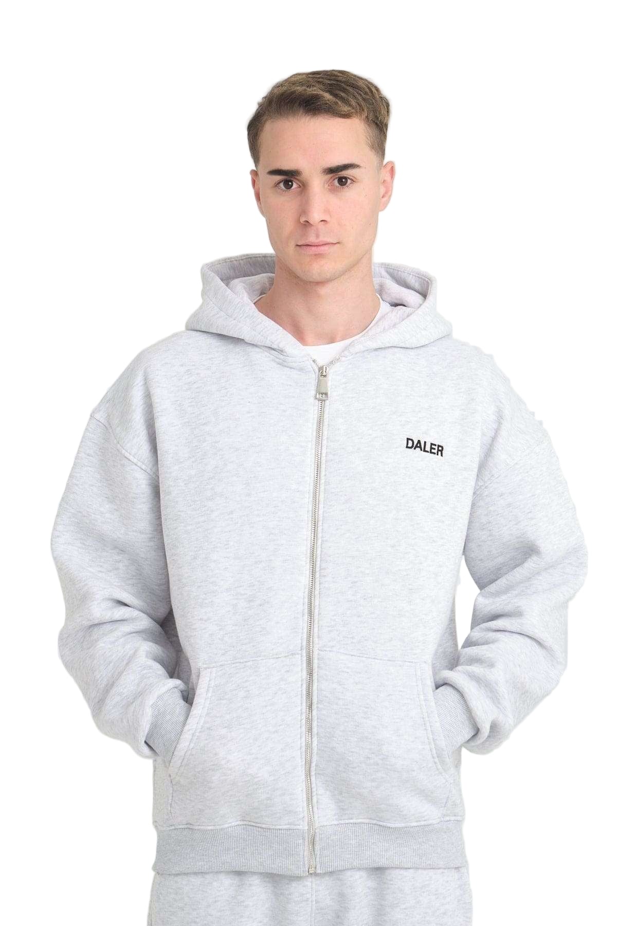 Basic Heavyweight Zipper Hoodie - Grey Melange