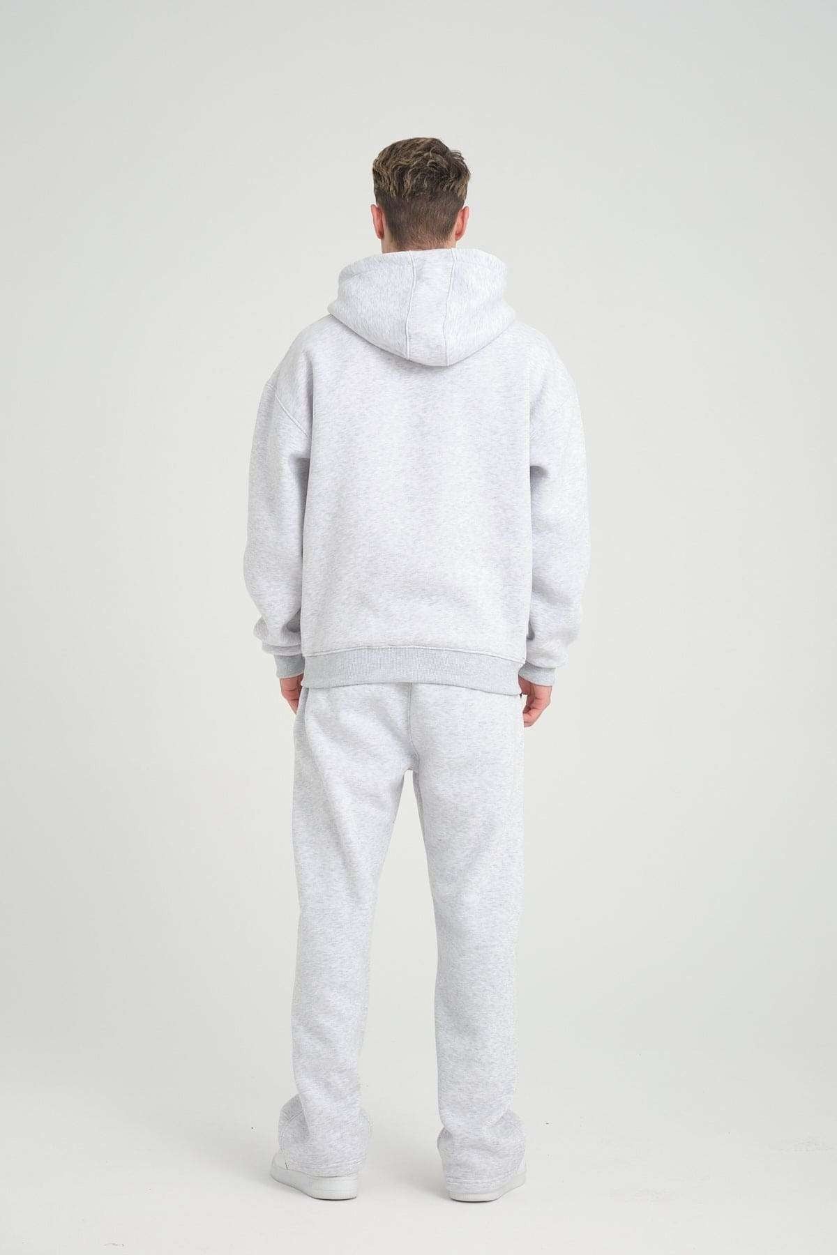 Basic Heavyweight Zipper Hoodie - Grey Melange
