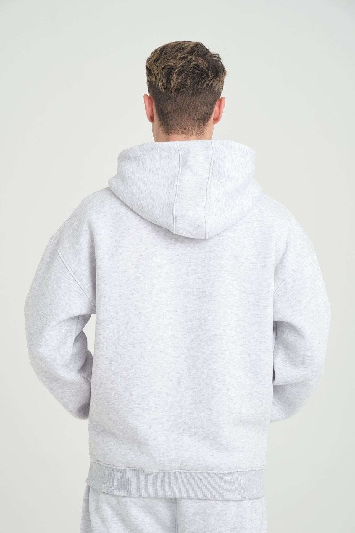 Basic Heavyweight Zipper Hoodie - Grey Melange