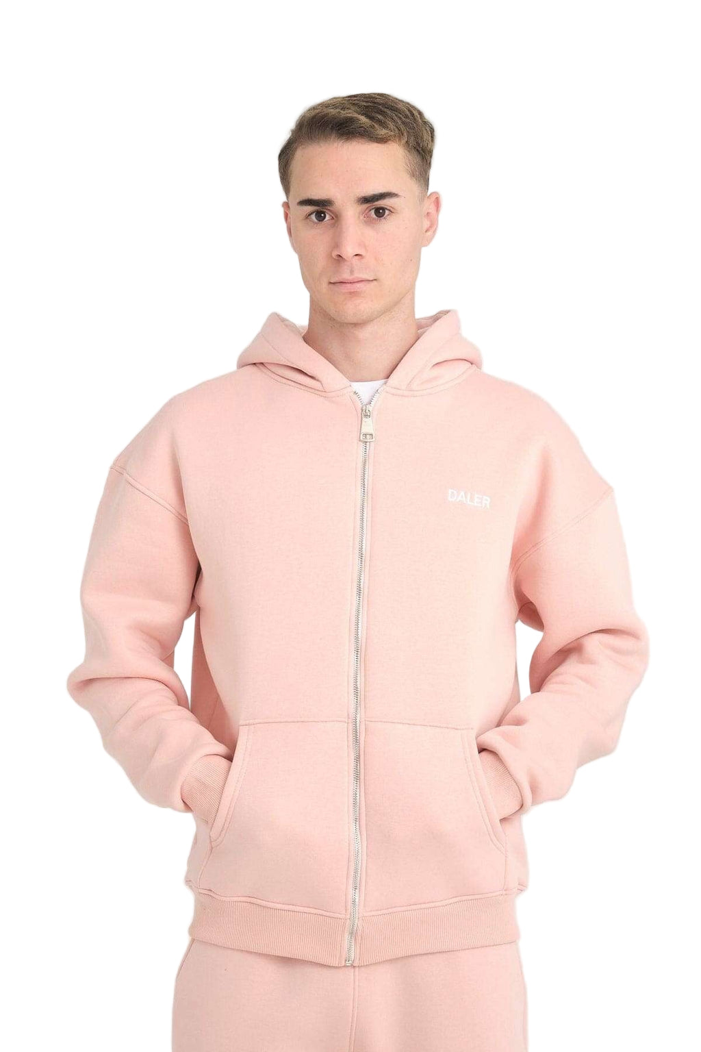 Basic Heavyweight Zipper Hoodie - Pink