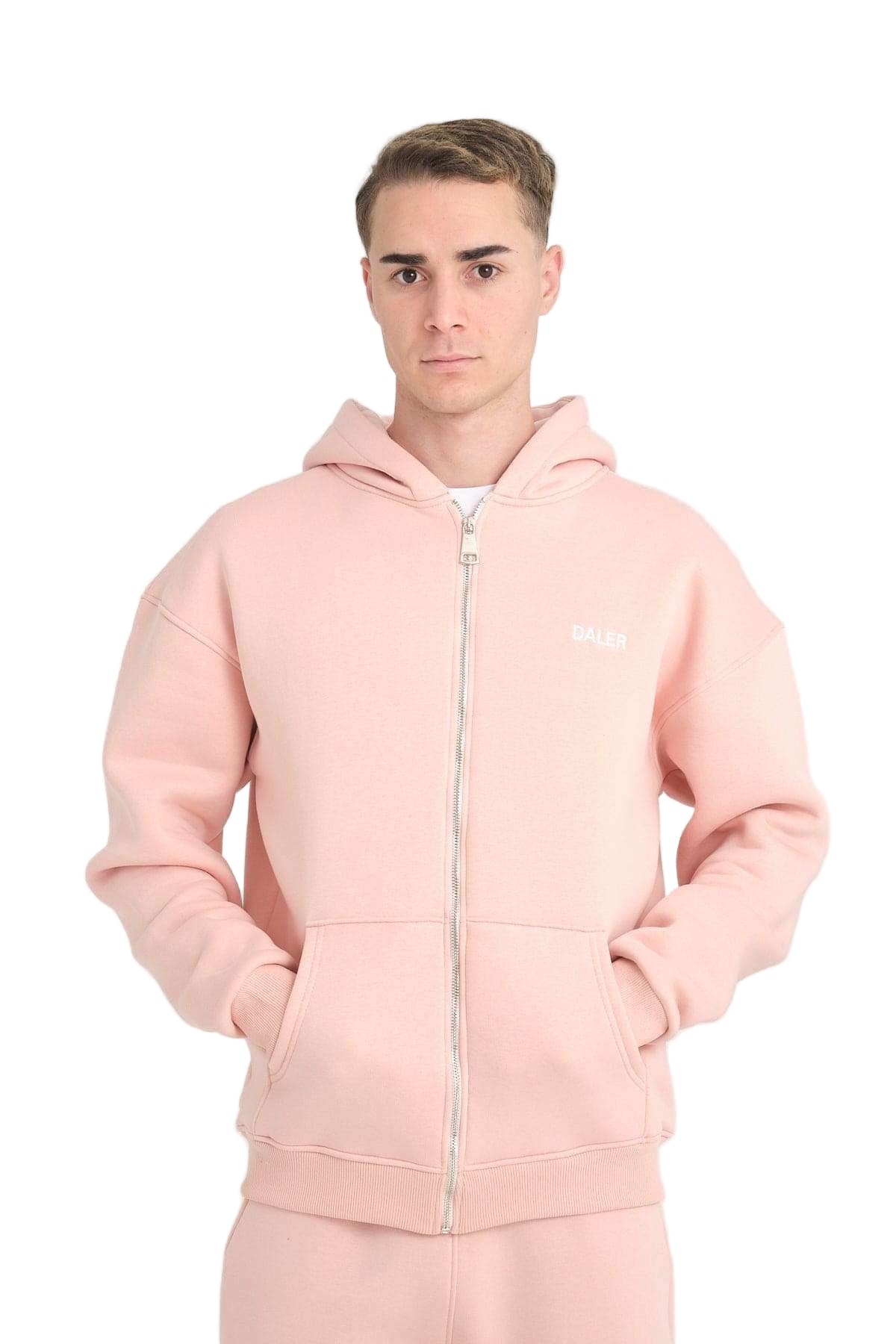 Basic Heavyweight Zipper Hoodie - Pink
