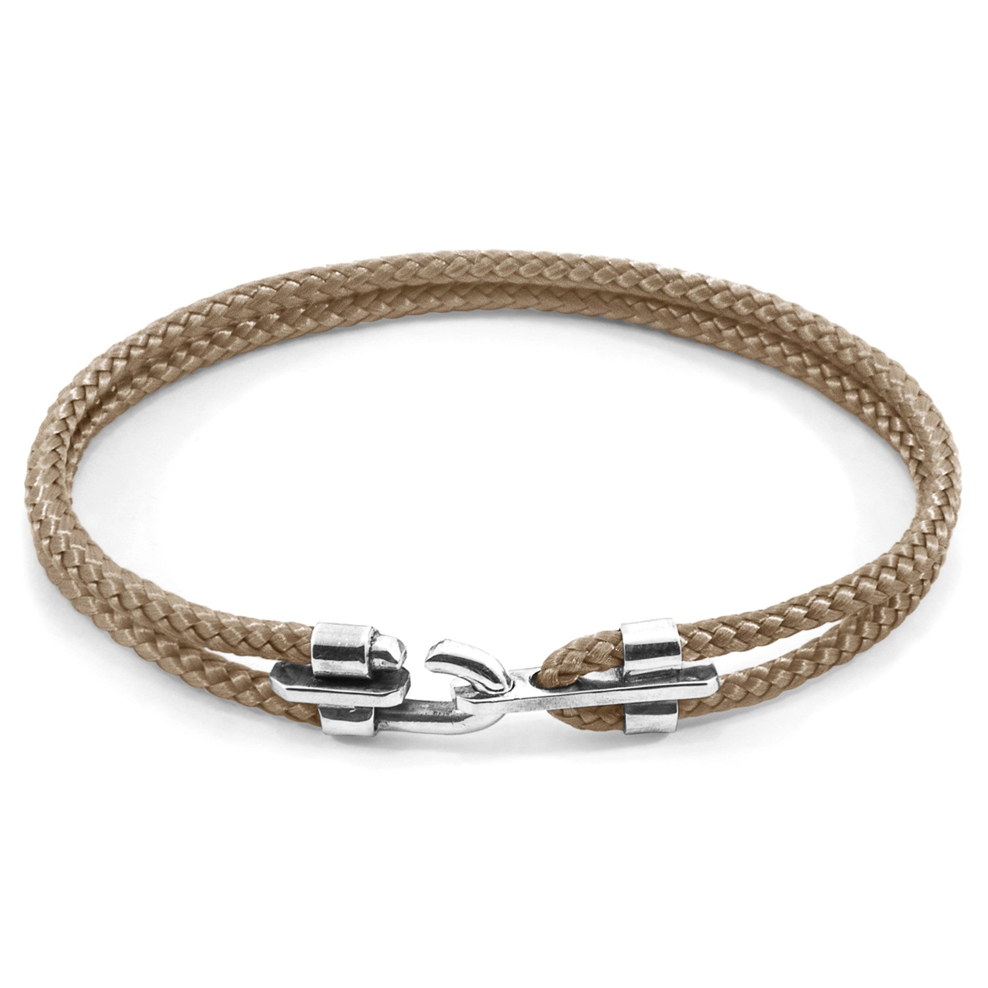 Canterbury Silver and Rope Bracelet - Sand Brown