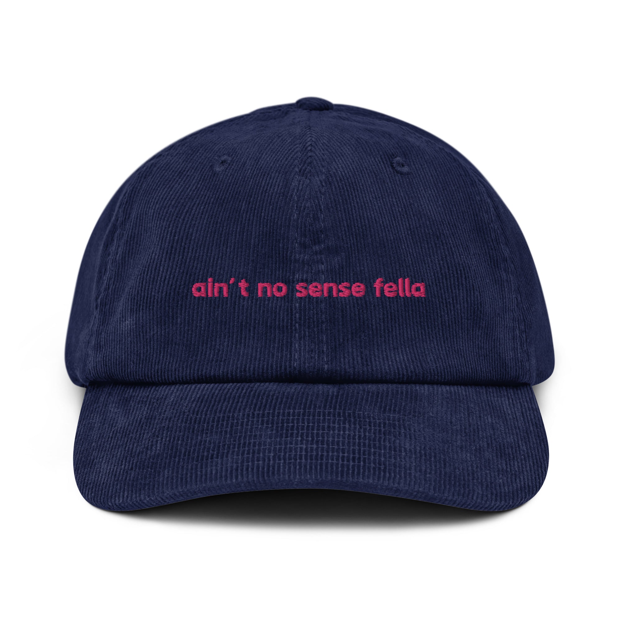 "ain't no sense fella" - Corduroy jockey hat in navy blue