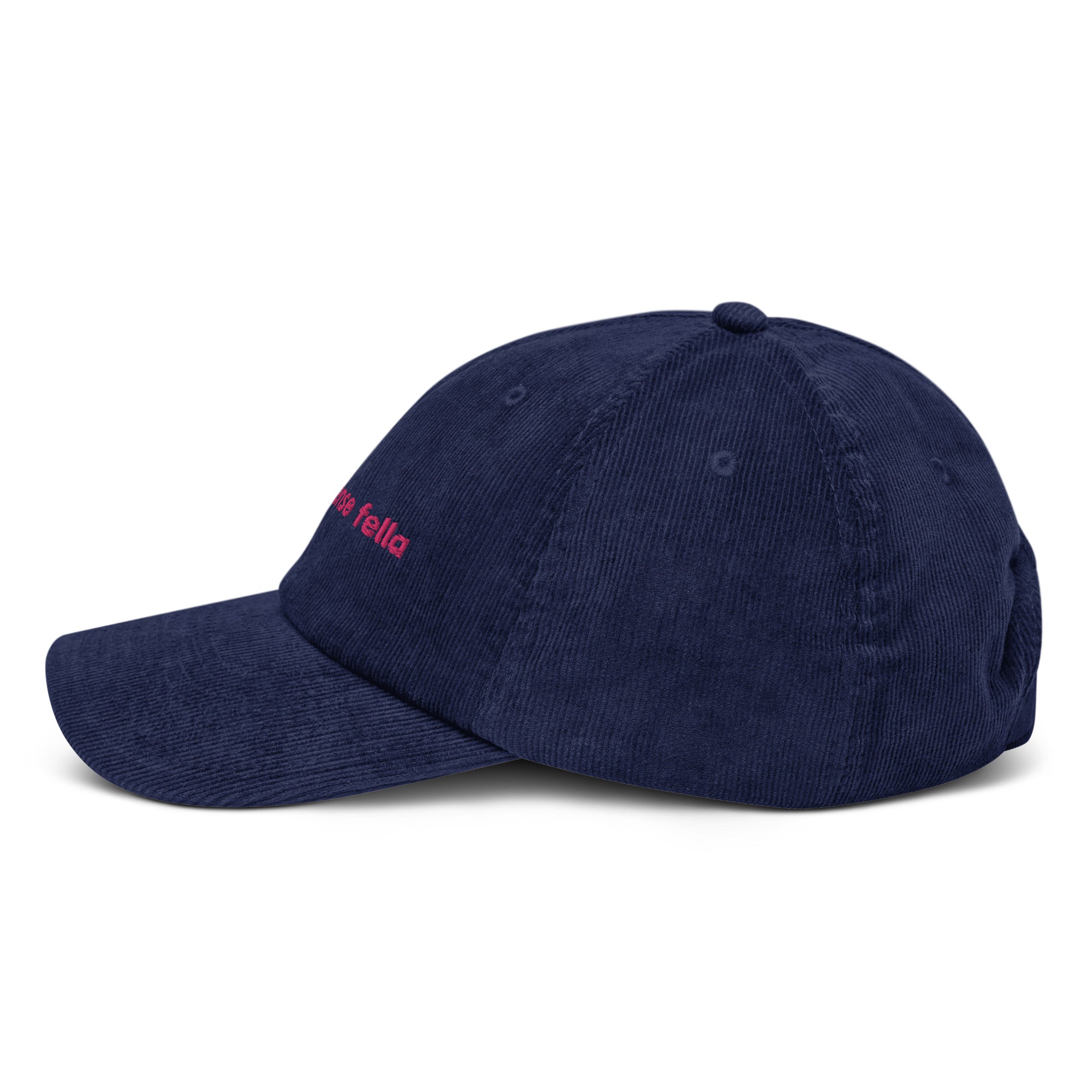 "ain't no sense fella" - Corduroy jockey hat in navy blue