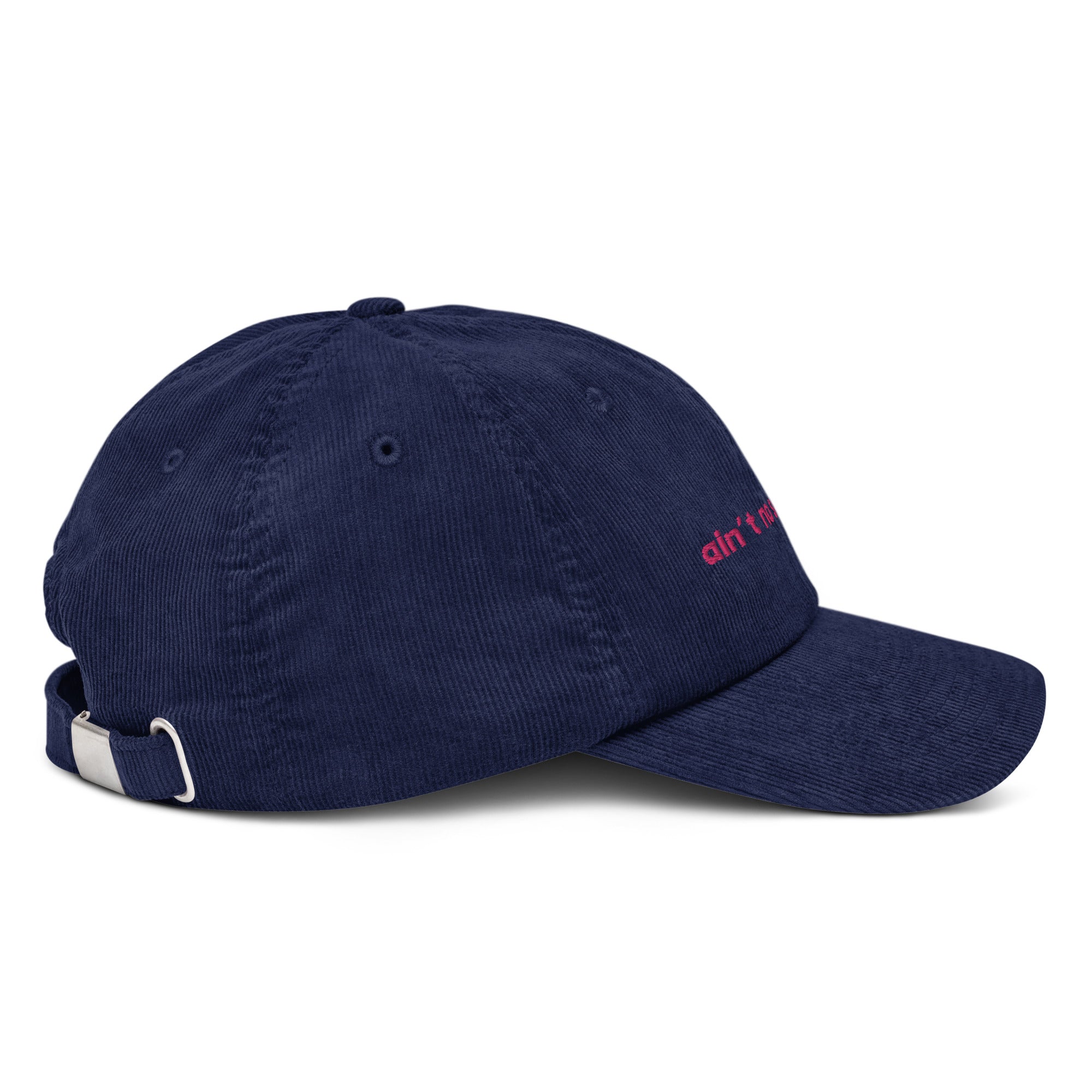 "ain't no sense fella" - Corduroy jockey hat in navy blue