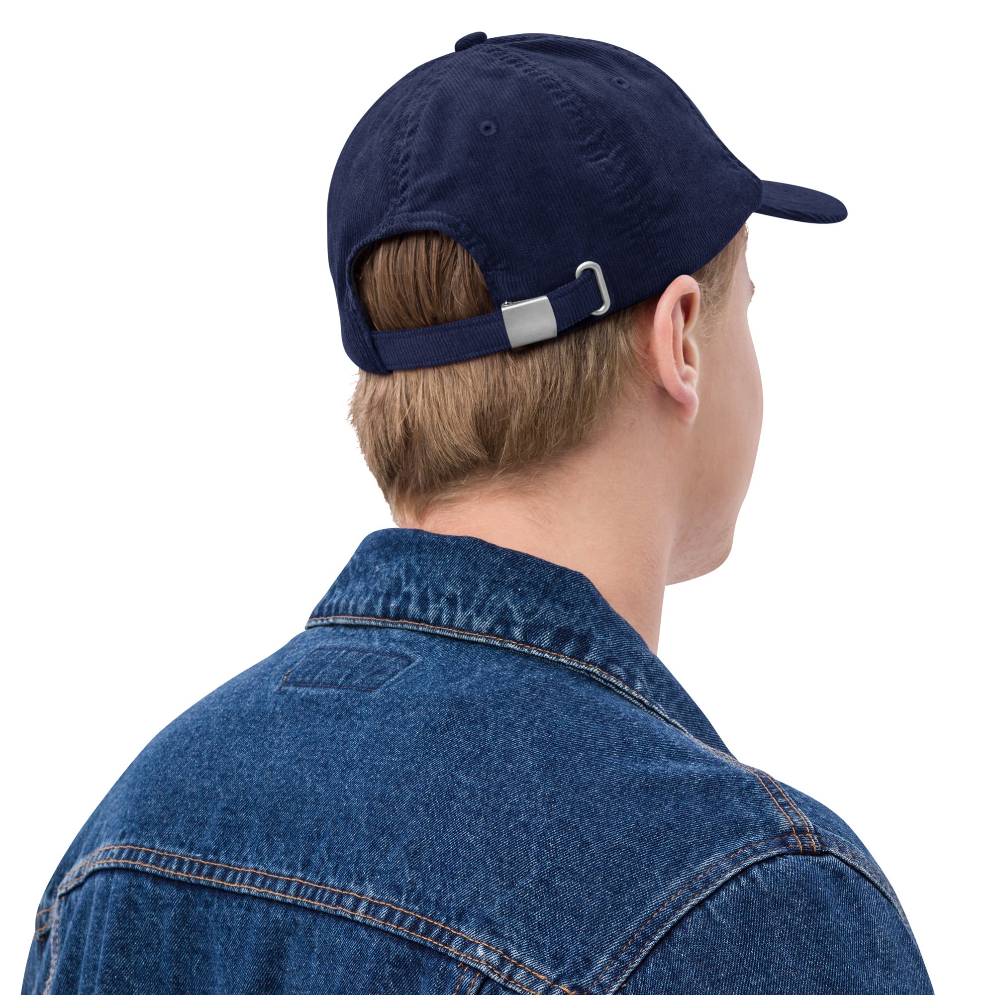 "ain't no sense fella" - Corduroy jockey hat in navy blue