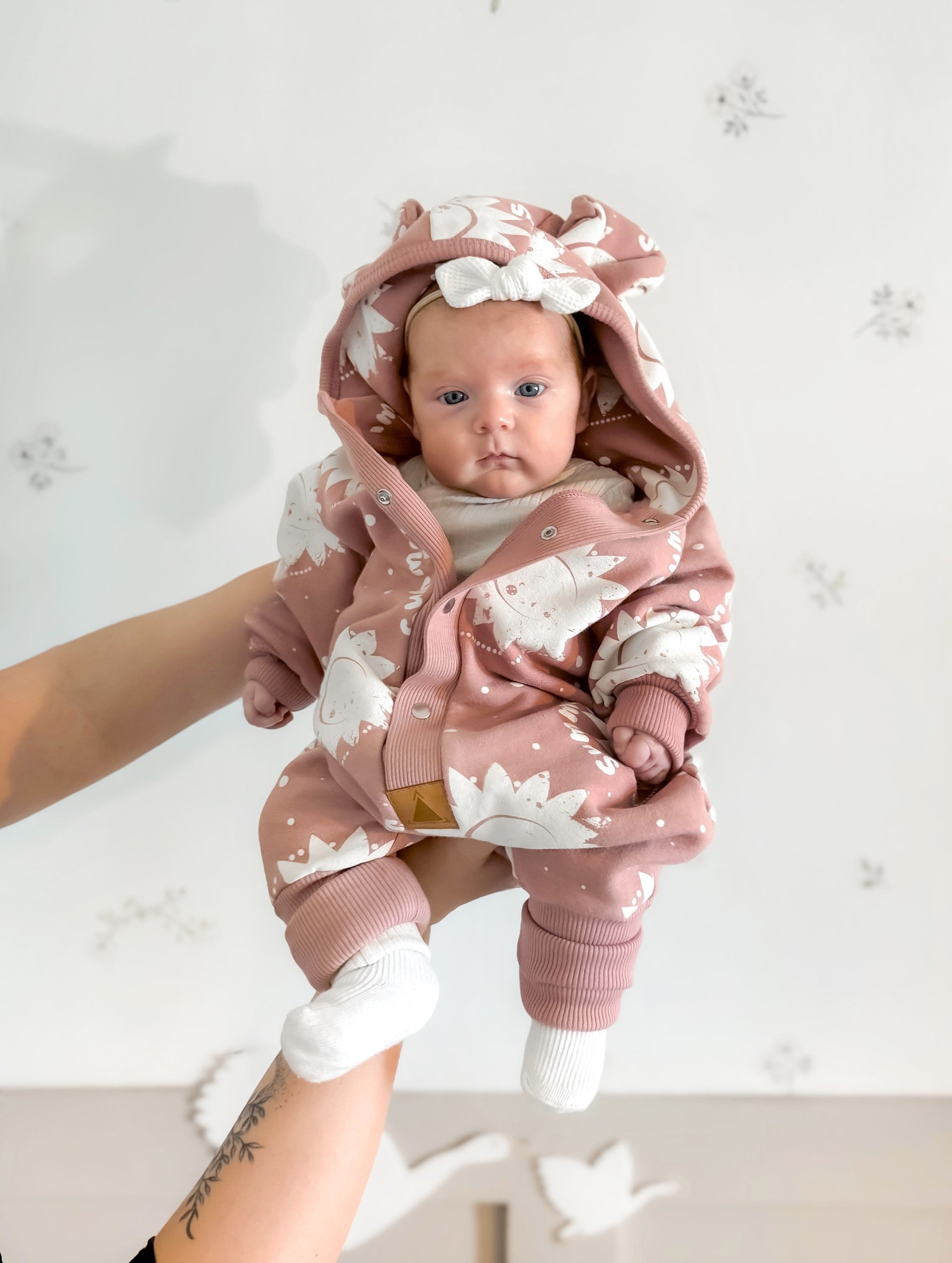 Eared Jumpsuit for Babies and Kids - Pink Suns