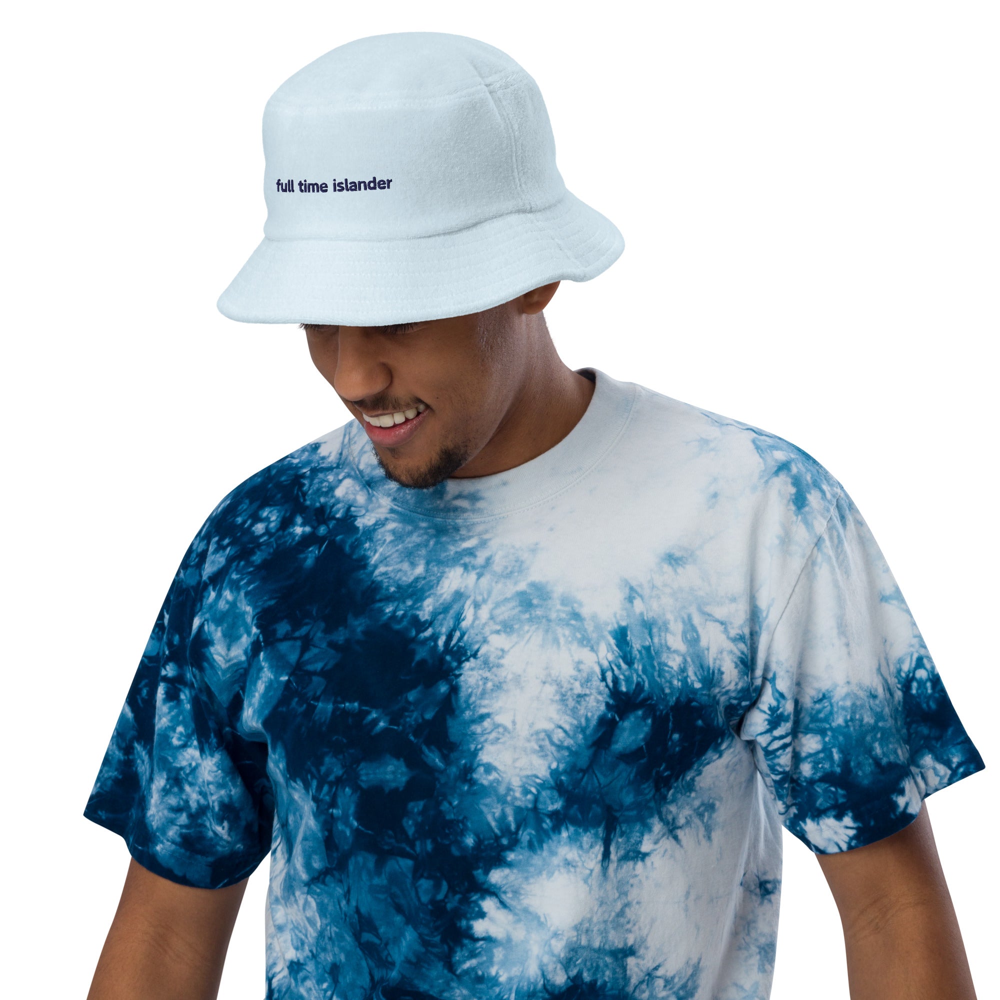 islander terry cloth bucket hat in pastel blue