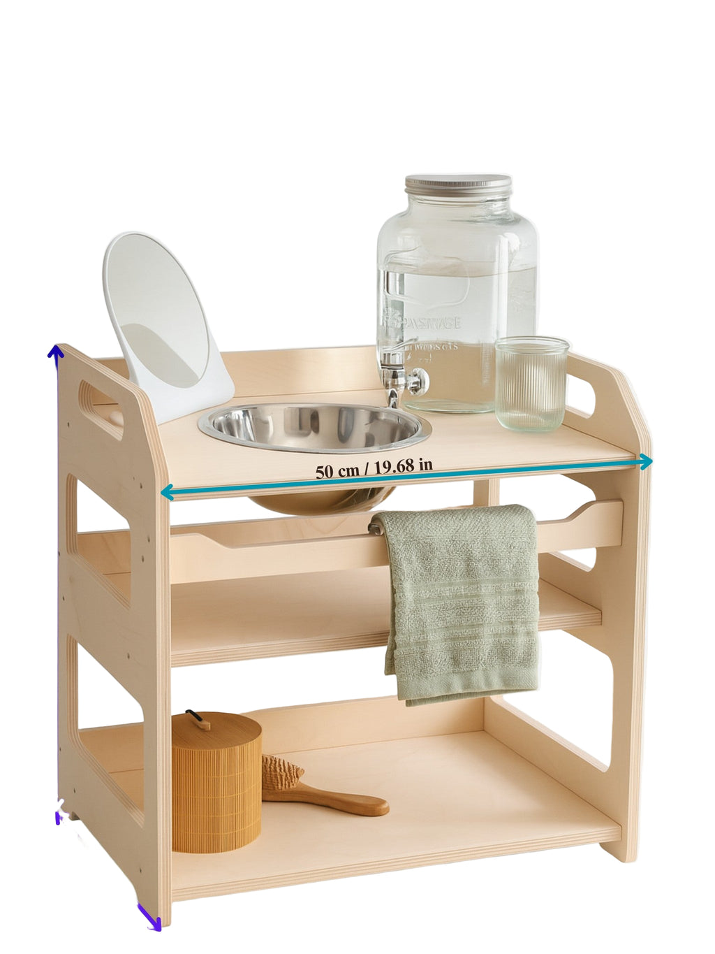 Montessori Wooden Washbasin With Storage for Kids - Small