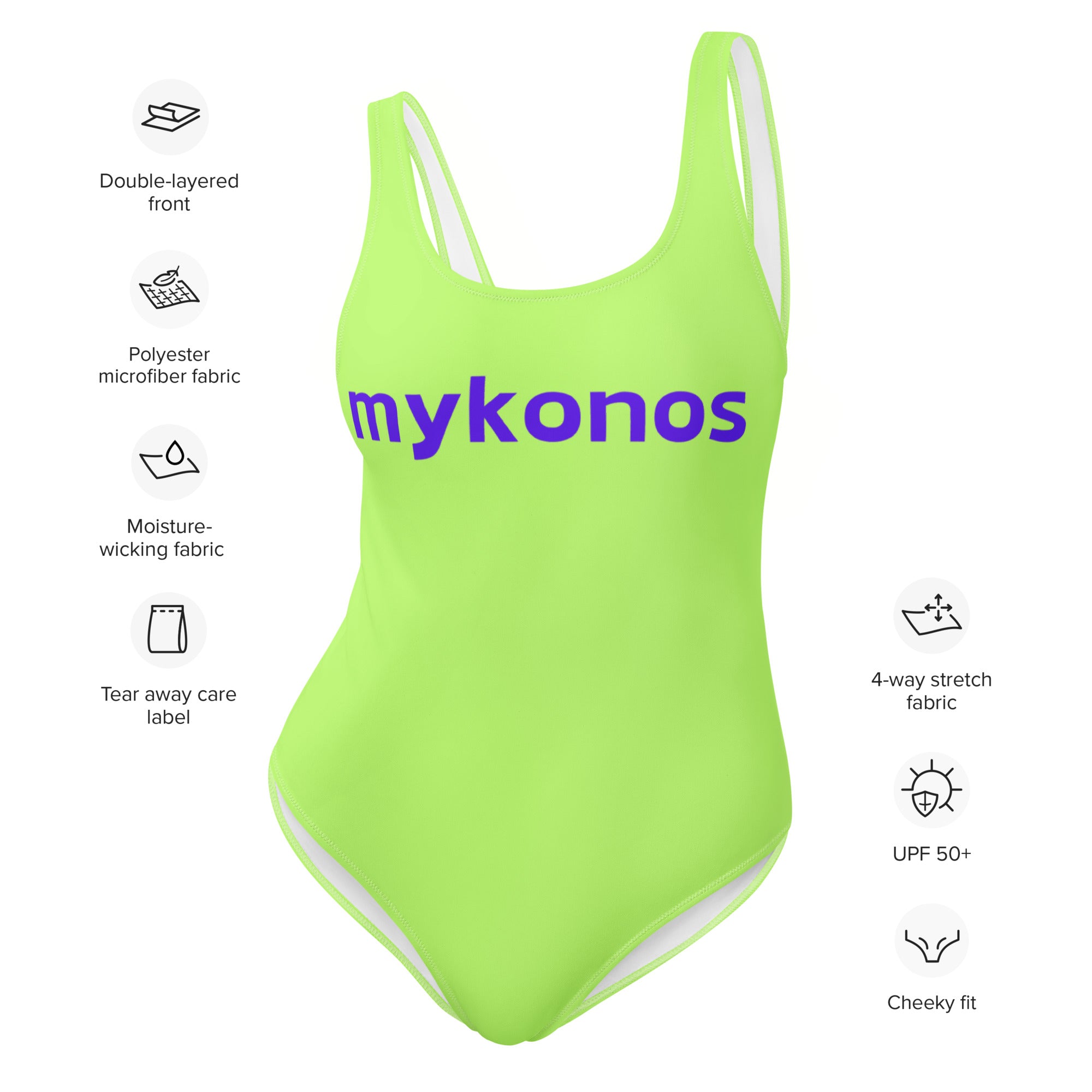 "Mykonos" - One piece swimsuit in neon green lime