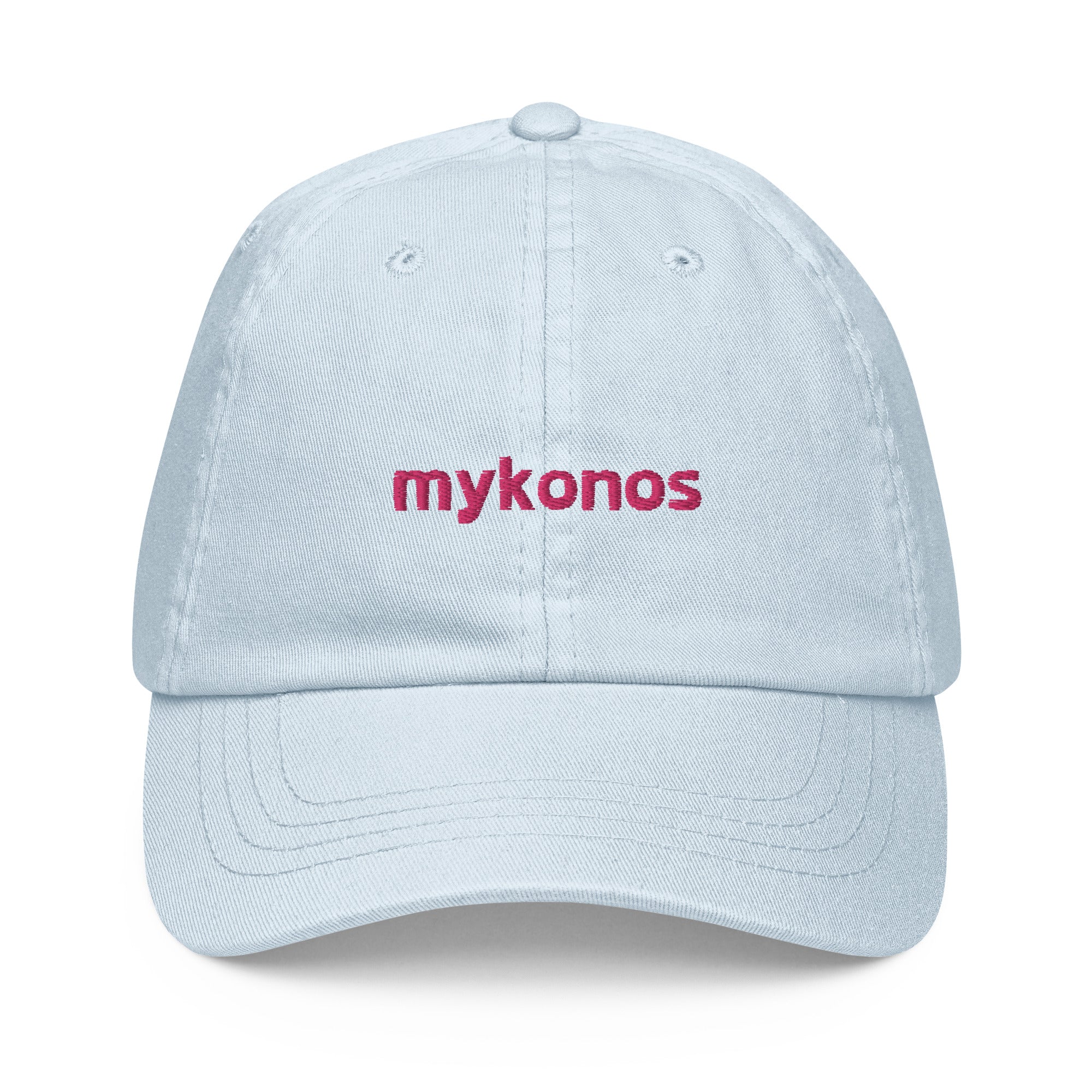 "mykonos" - Cotton Jockey Bold Baseball Cap in pastel blue