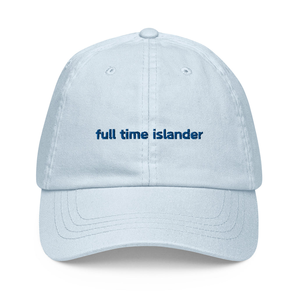 "full time islander" - Cotton Jockey Bold Baseball Cap in pastel blue