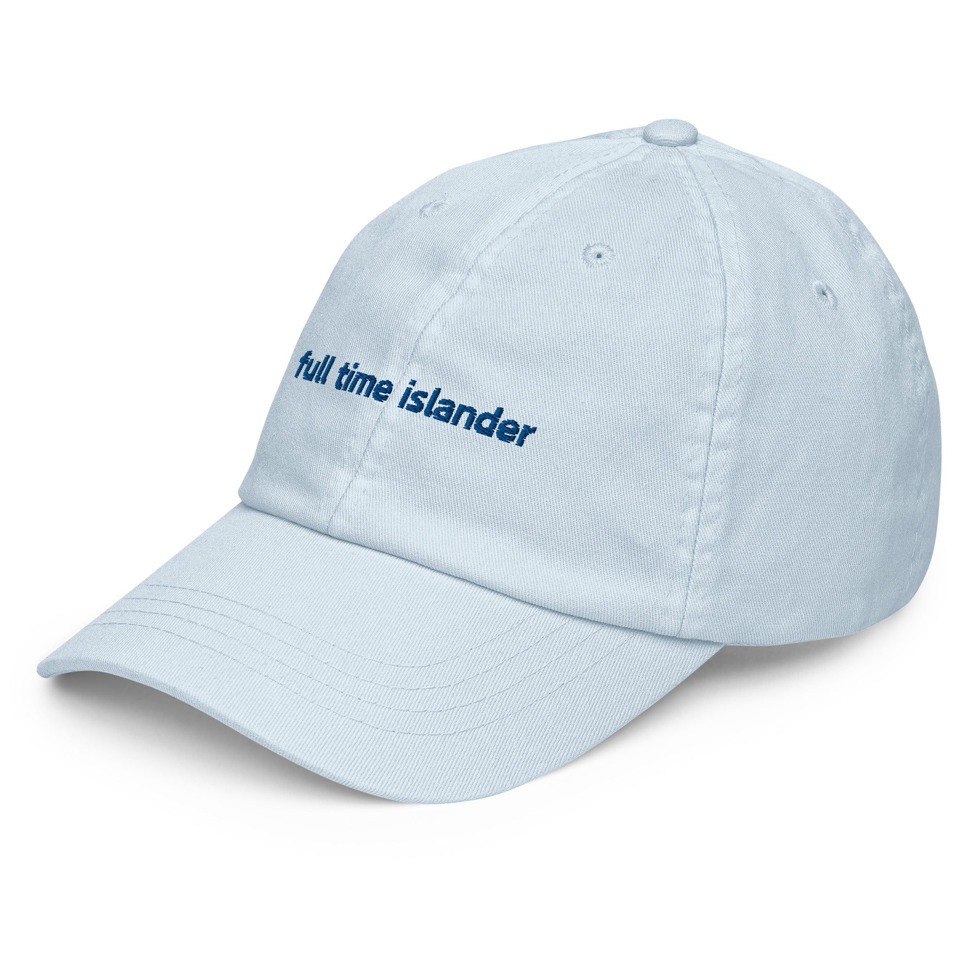 "full time islander" - Cotton Jockey Bold Baseball Cap in pastel blue