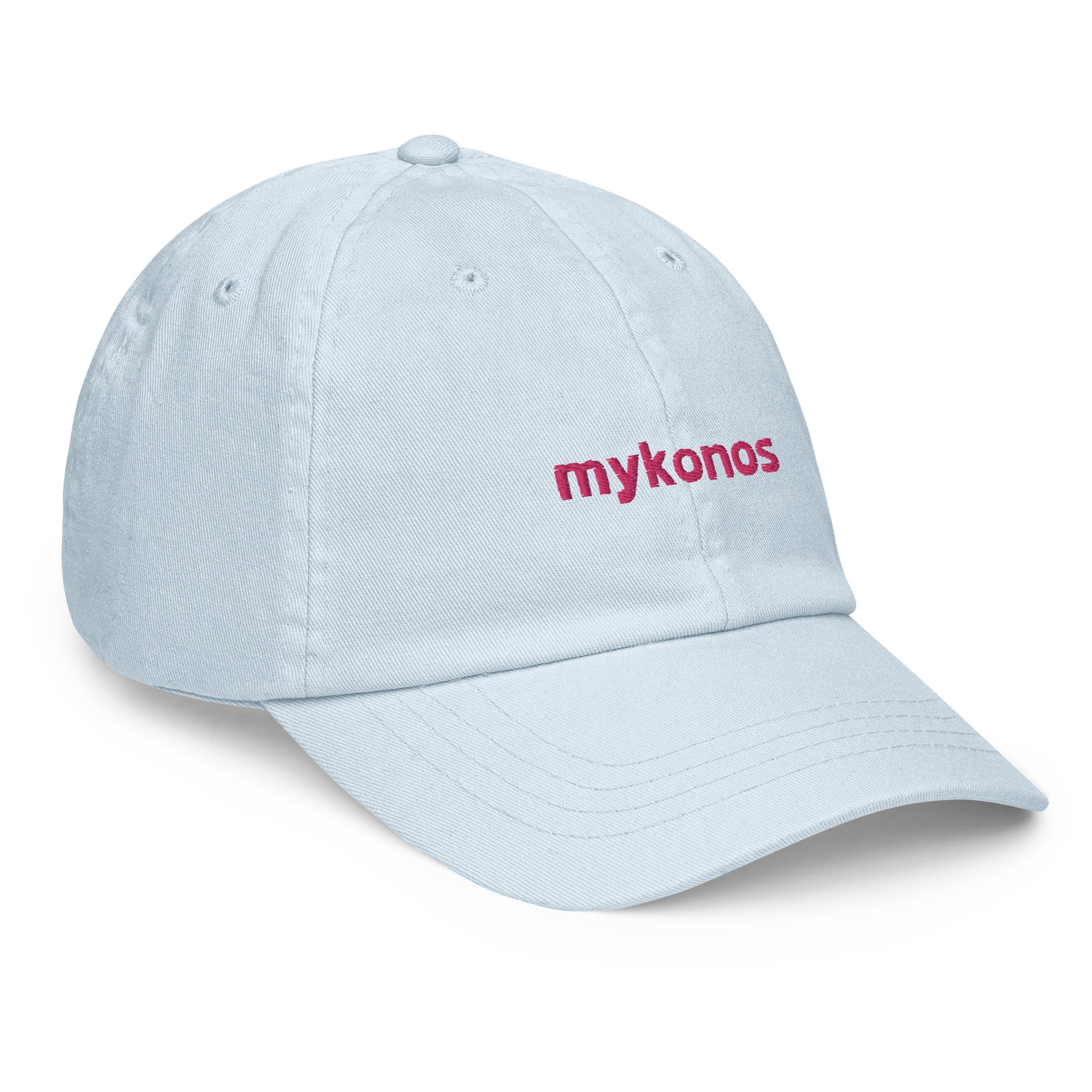 "mykonos" - Cotton Jockey Bold Baseball Cap in pastel blue