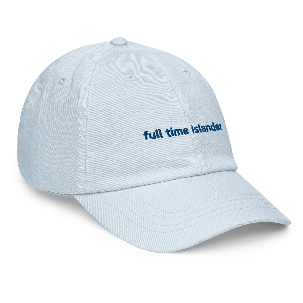 "full time islander" - Cotton Jockey Bold Baseball Cap in pastel blue