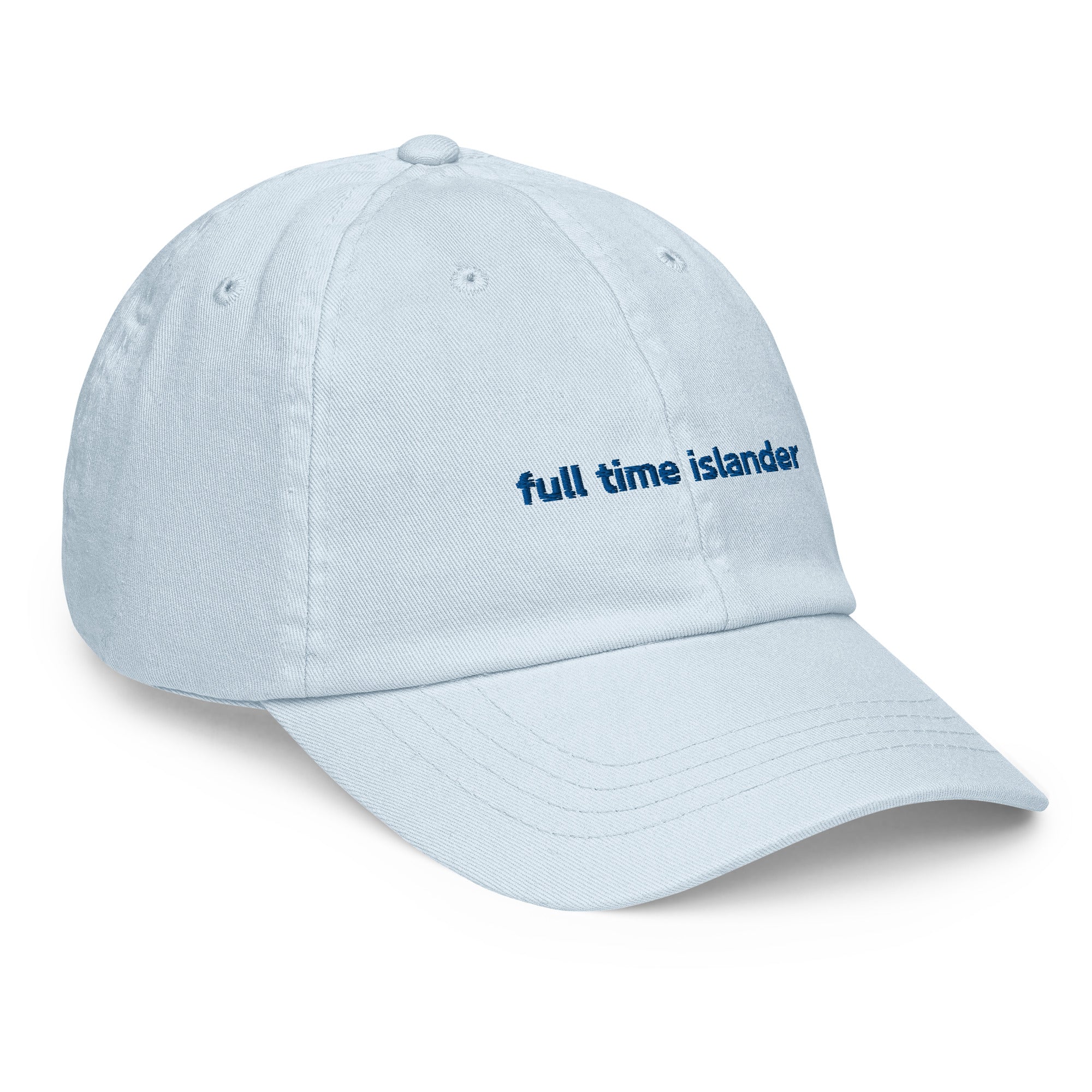 "full time islander" - Cotton Jockey Bold Baseball Cap in pastel blue