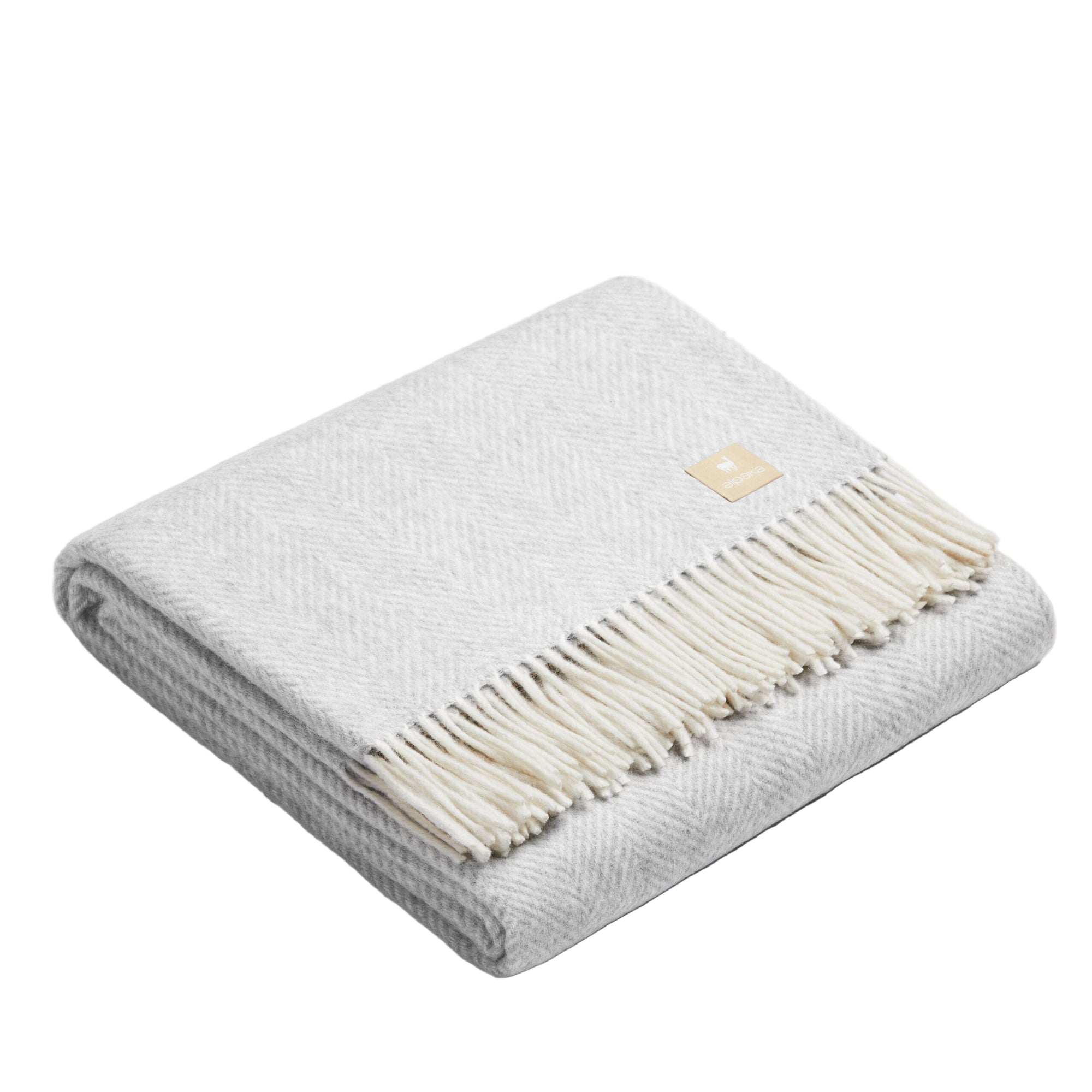 Natural Alpaca Wool Throw - Classic Fishbone