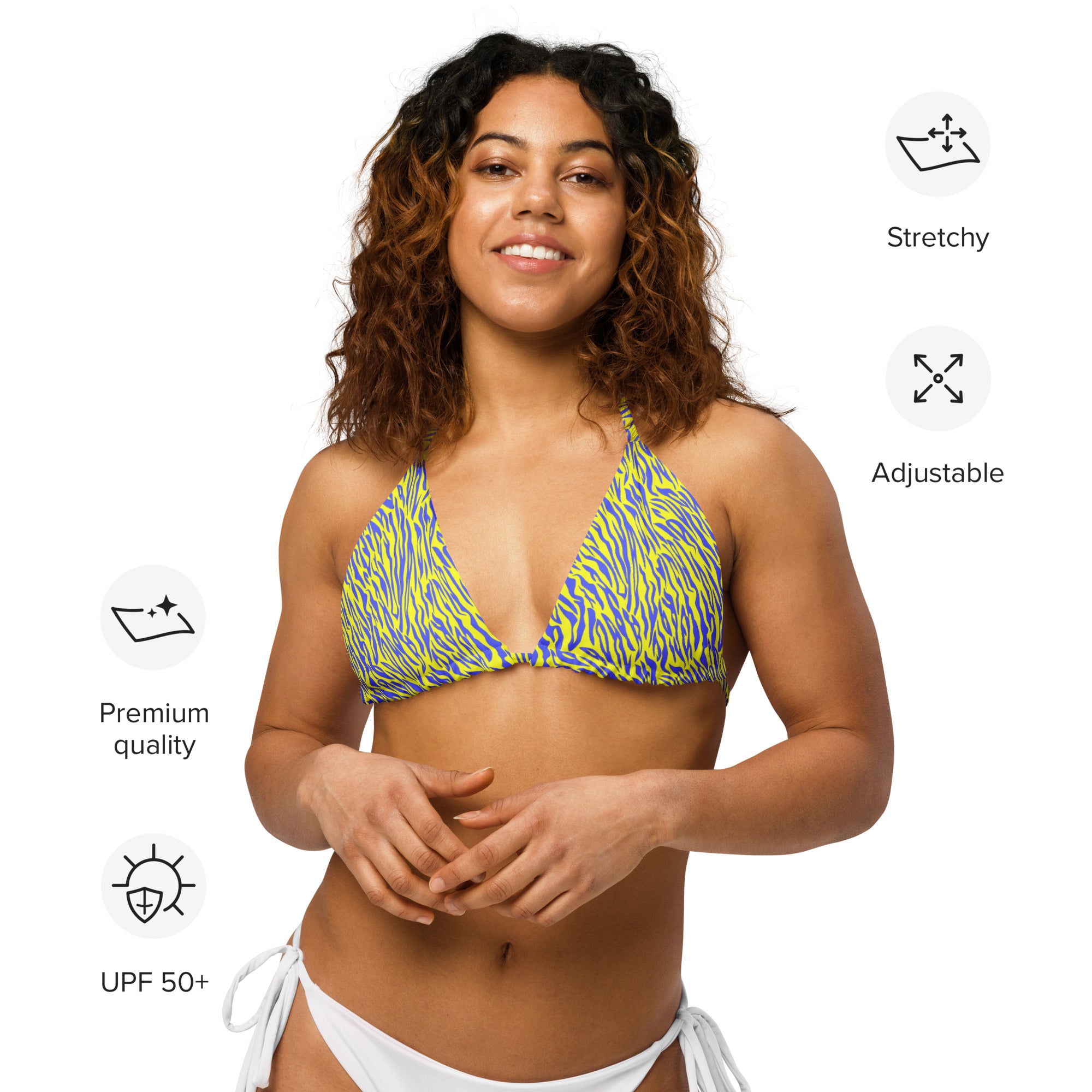 "Wild Stripes" - animal print recycled string bikini top