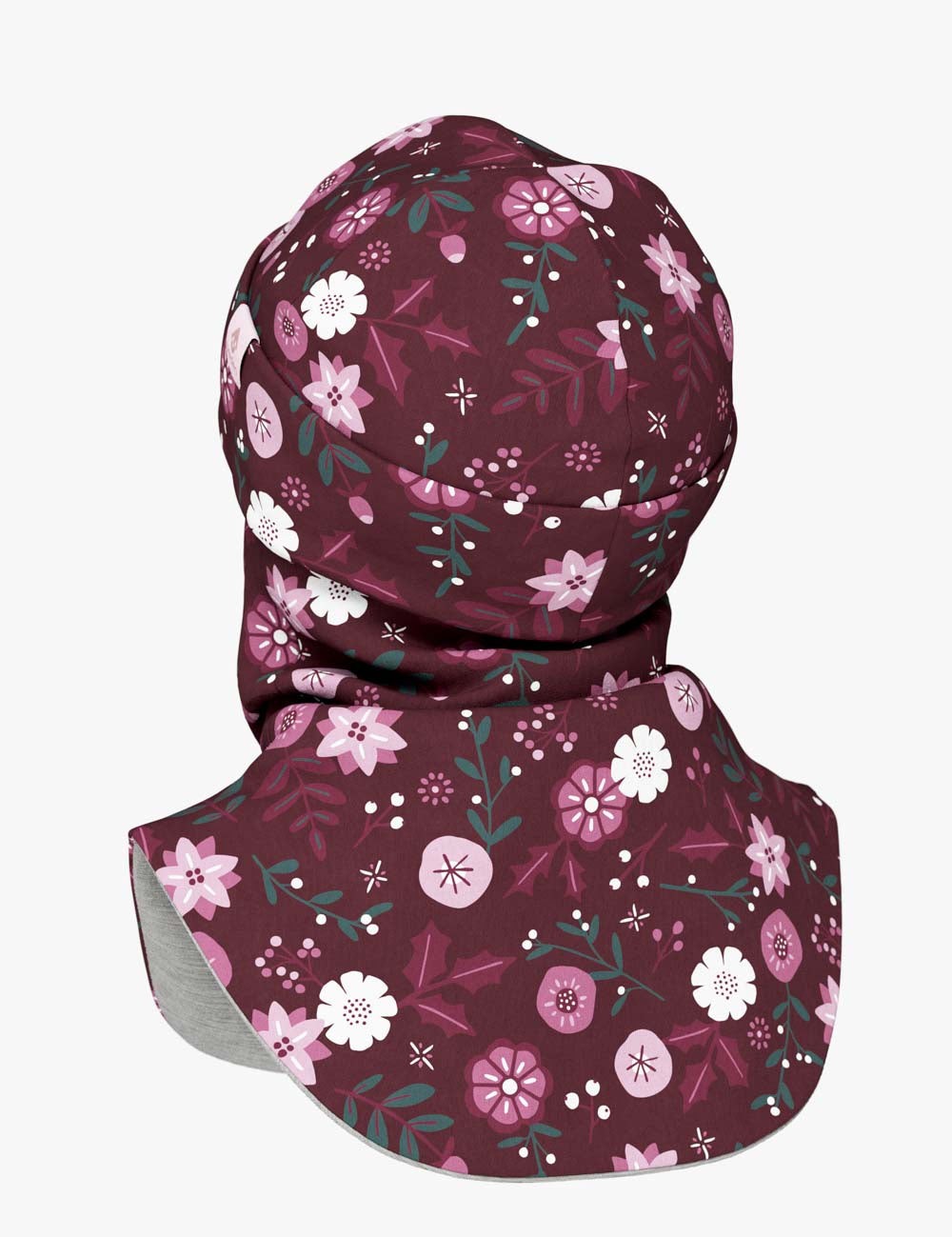 Thermal Merino Balaclava For Kids CLAVAN - Winter Flowers