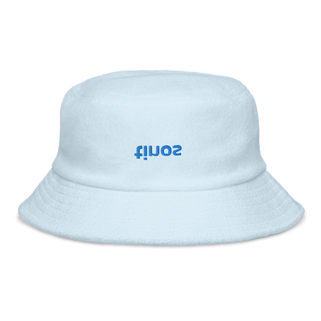 "Reflections of Tinos" - terry cloth bucket hat in light blue