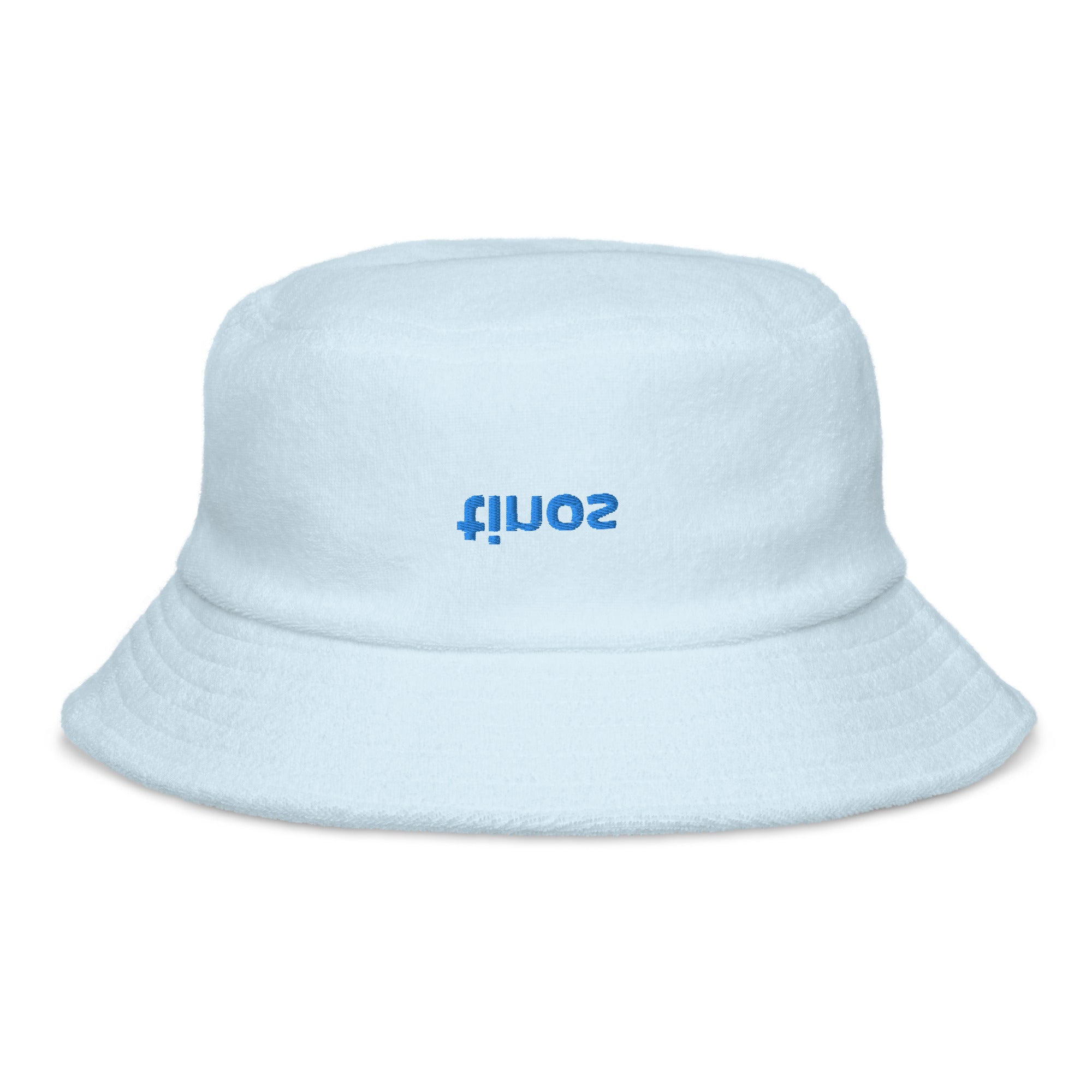 "Reflections of Tinos" - terry cloth bucket hat in light blue