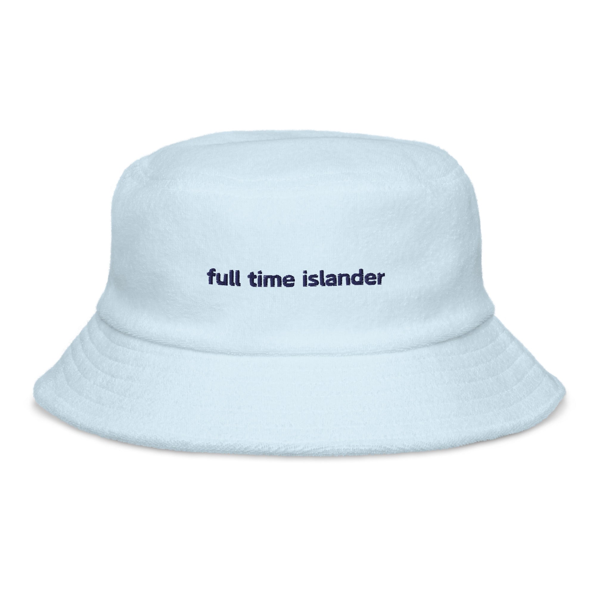 "full time islander" - terry cloth bucket hat in pastel blue