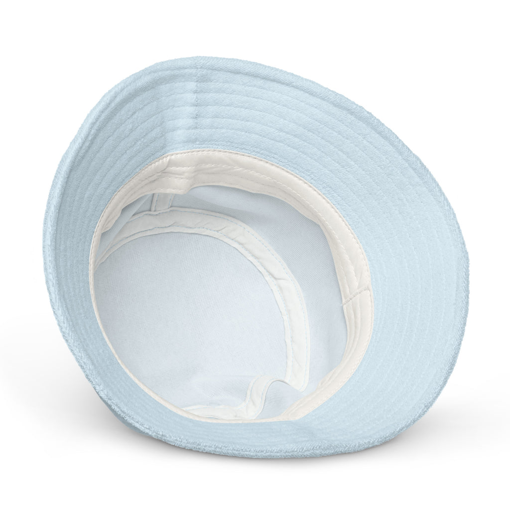 "Reflections of Tinos" - terry cloth bucket hat in light blue