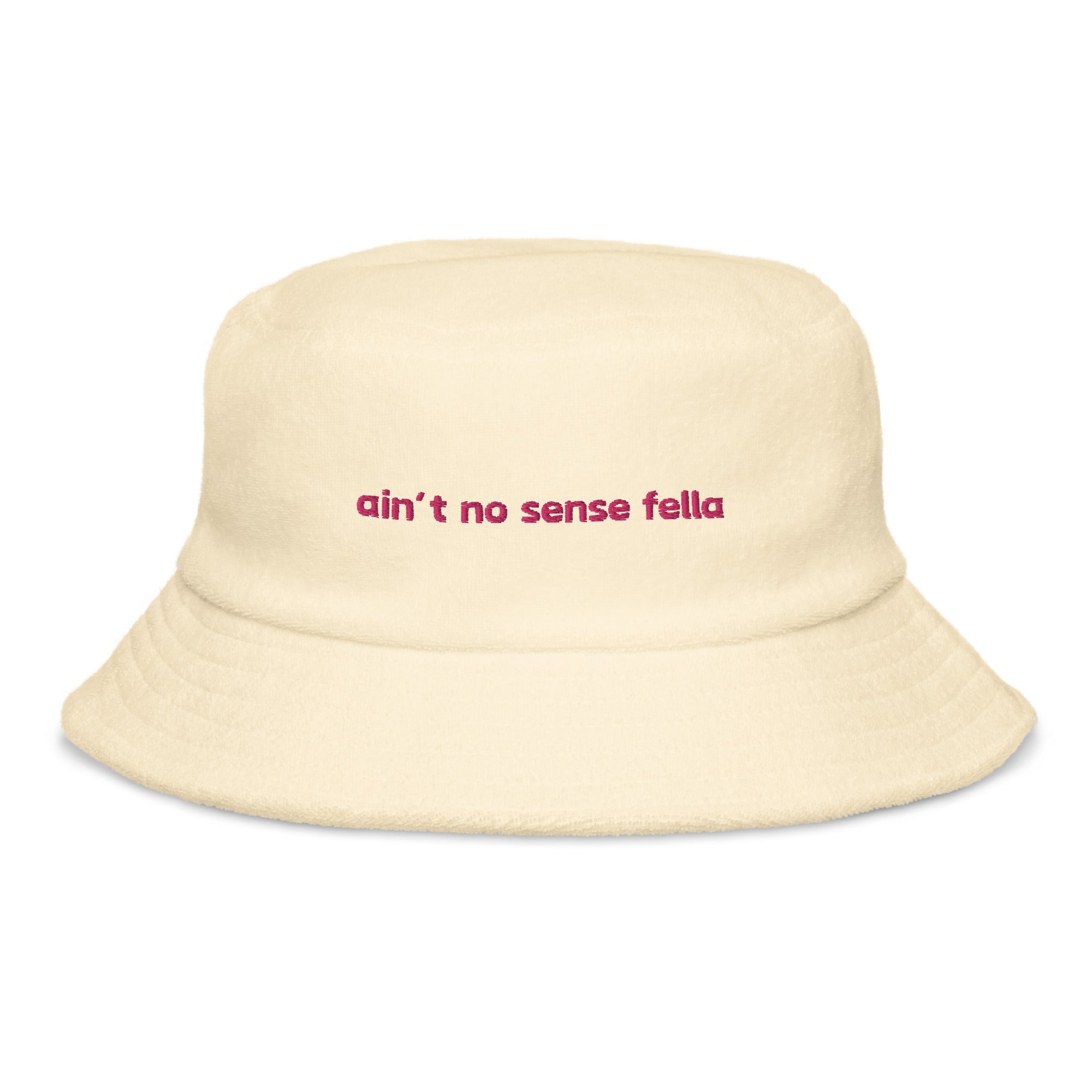 "ain't no sense fella" - terry cloth bucket hat in yellow